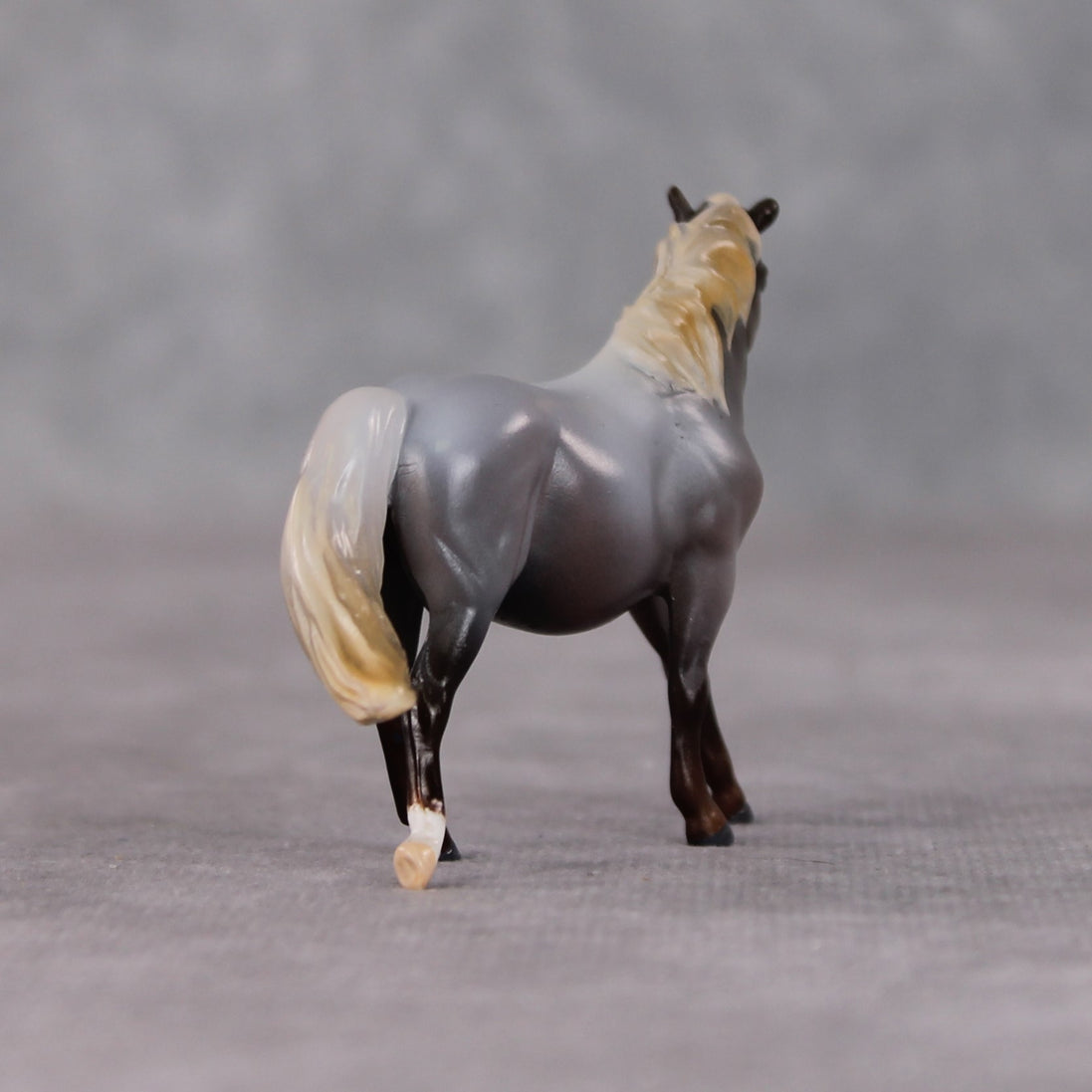 "Funnel Cake" OOAK Silver Black Roan Pony Chip By Kristen Cermele - Gemstone Series