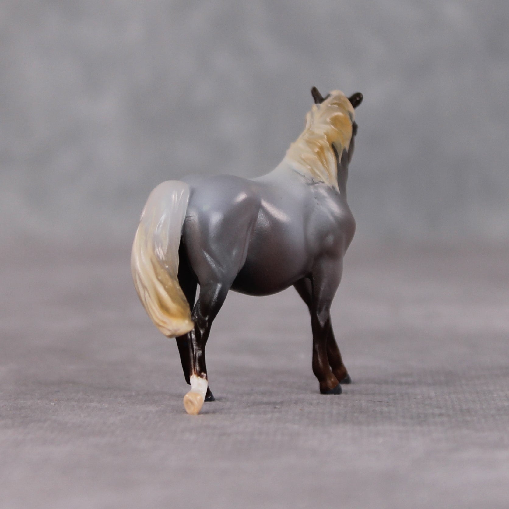 "Funnel Cake" OOAK Silver Black Roan Pony Chip By Kristin Cermele - Gemstone Series