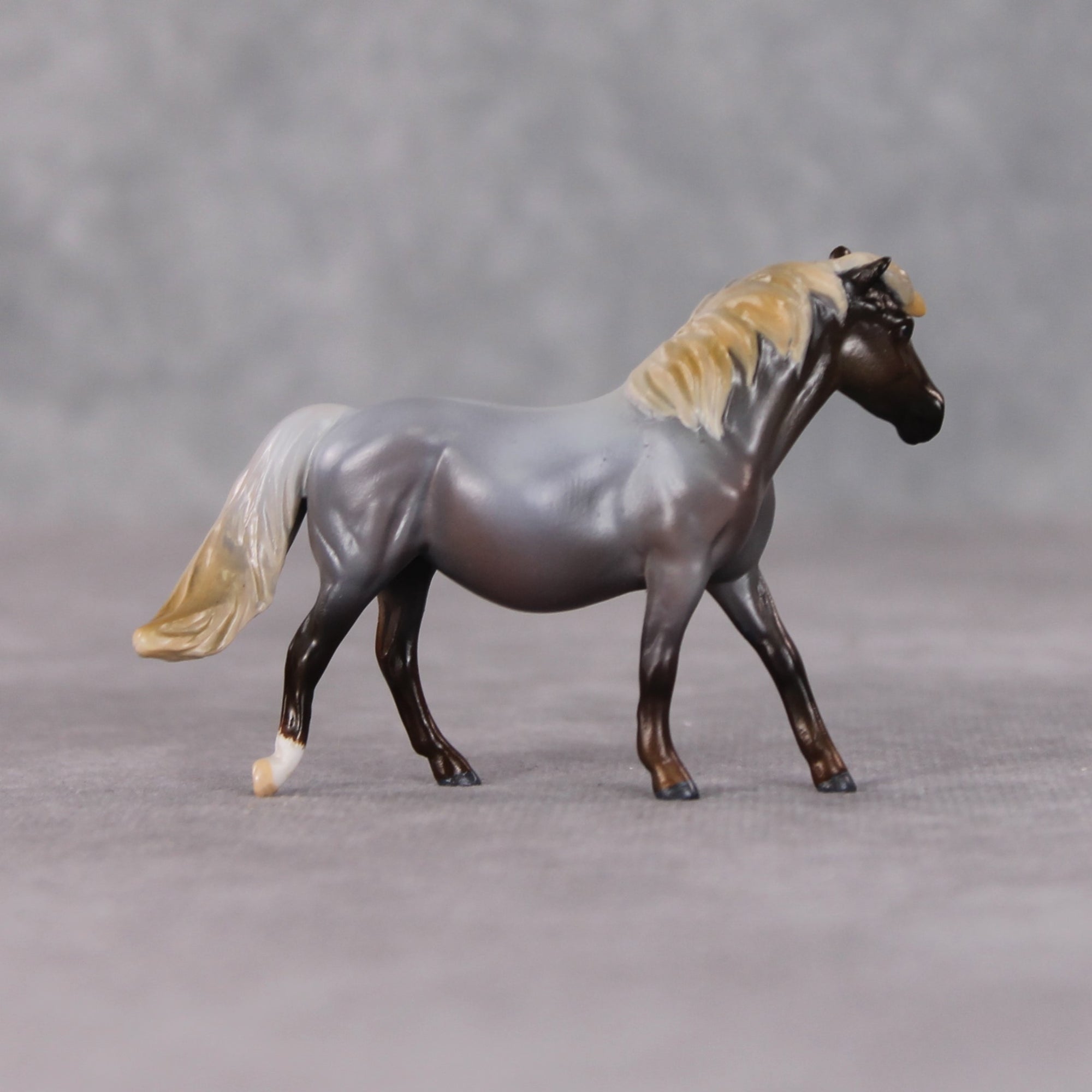 "Funnel Cake" OOAK Silver Black Roan Pony Chip By Kristin Cermele - Gemstone Series