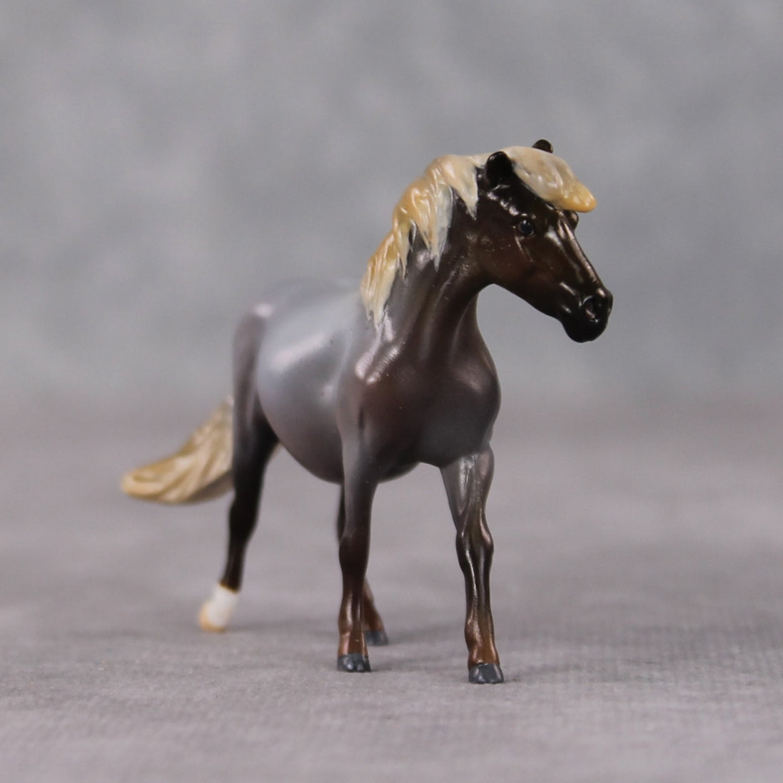 "Funnel Cake" OOAK Silver Black Roan Pony Chip By Kristen Cermele - Gemstone Series