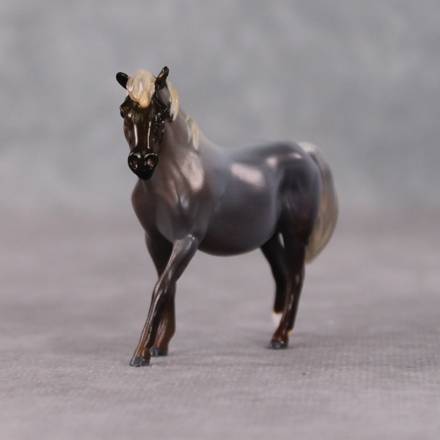 "Funnel Cake" OOAK Silver Black Roan Pony Chip By Kristin Cermele - Gemstone Series