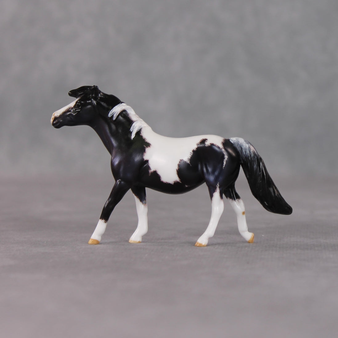 "Breakfast Burrito" OOAK Custom Blue Black Pinto Pony Chip By Kristen Cermele - Gemstone Series
