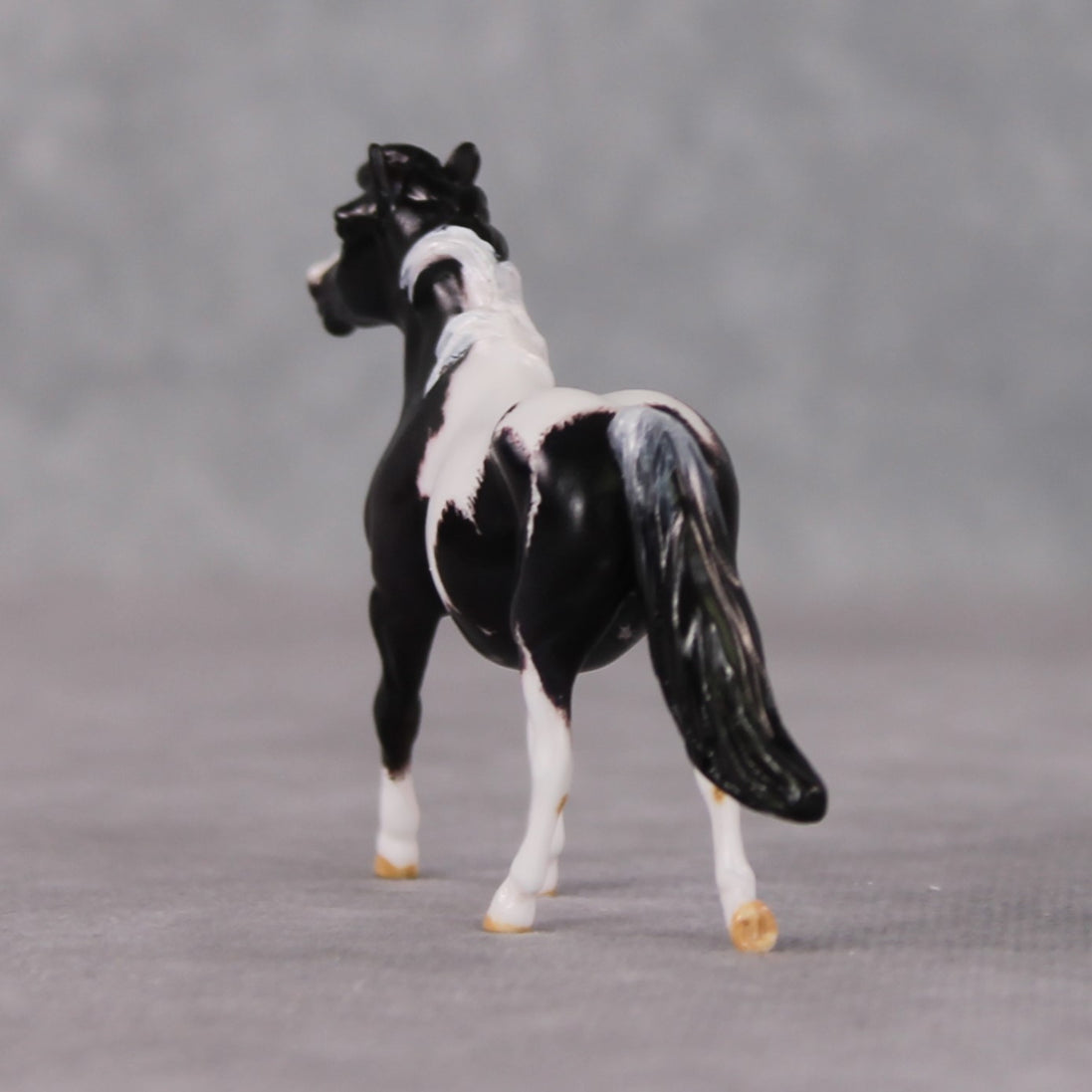 "Breakfast Burrito" OOAK Custom Blue Black Pinto Pony Chip By Kristen Cermele - Gemstone Series