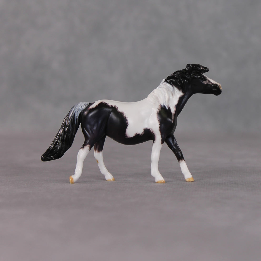 "Breakfast Burrito" OOAK Custom Blue Black Pinto Pony Chip By Kristen Cermele - Gemstone Series