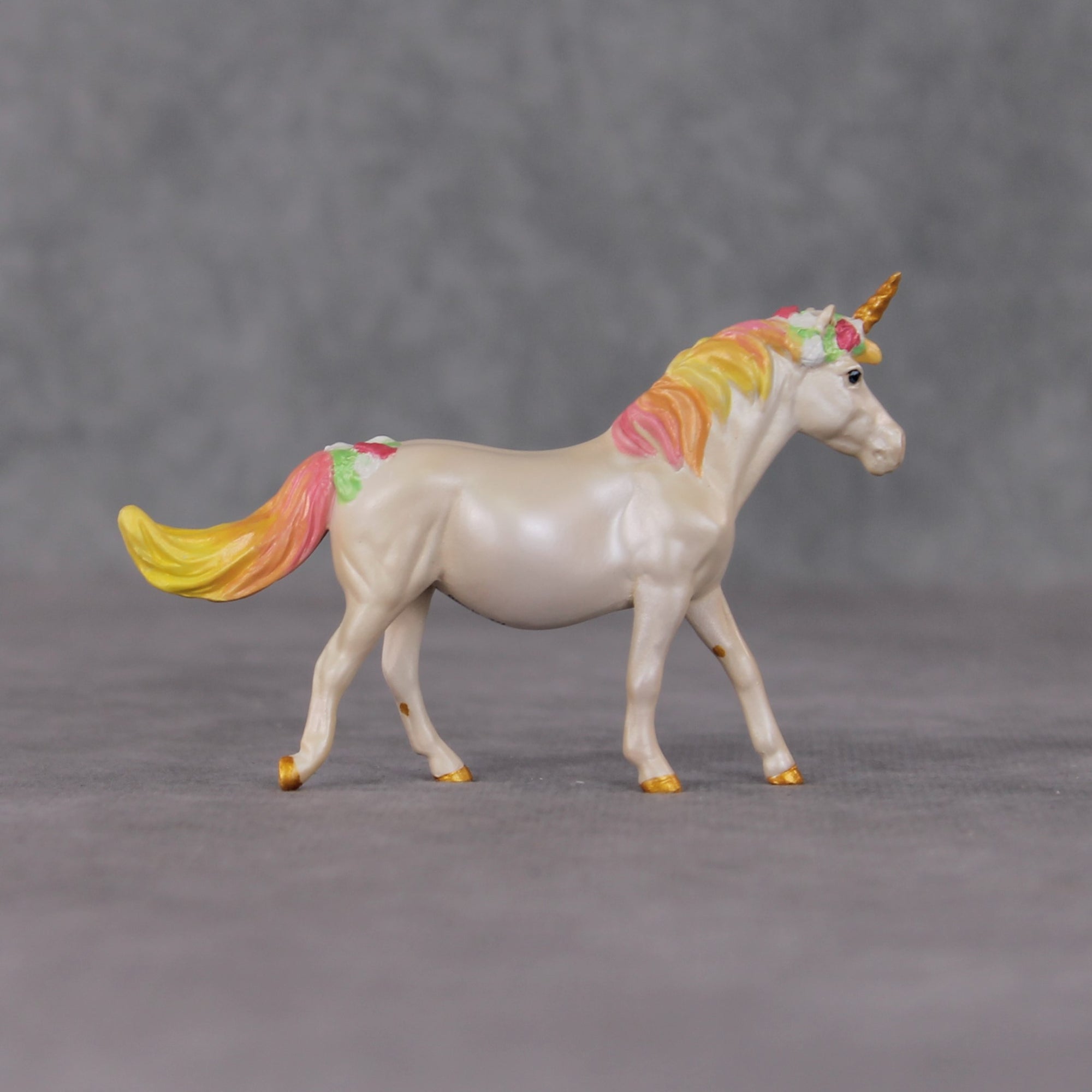 "Este" OOAK Custom Cream Pearl Unicorn Pony Chip By Kristin Cermele - Gemstone Series