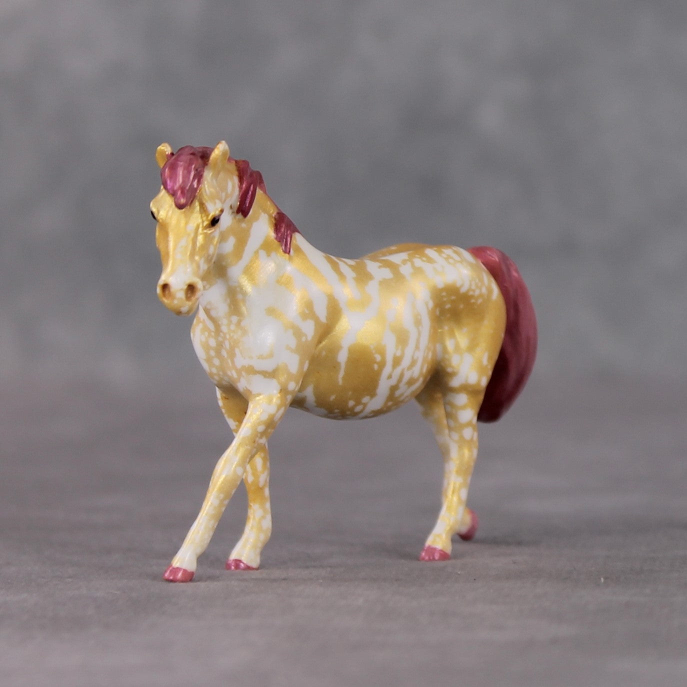 "Strawberry Shortcake" OOAK Custom Gold Splatter Deco Pony Chip By Kristin Cermele - Gemstone Series