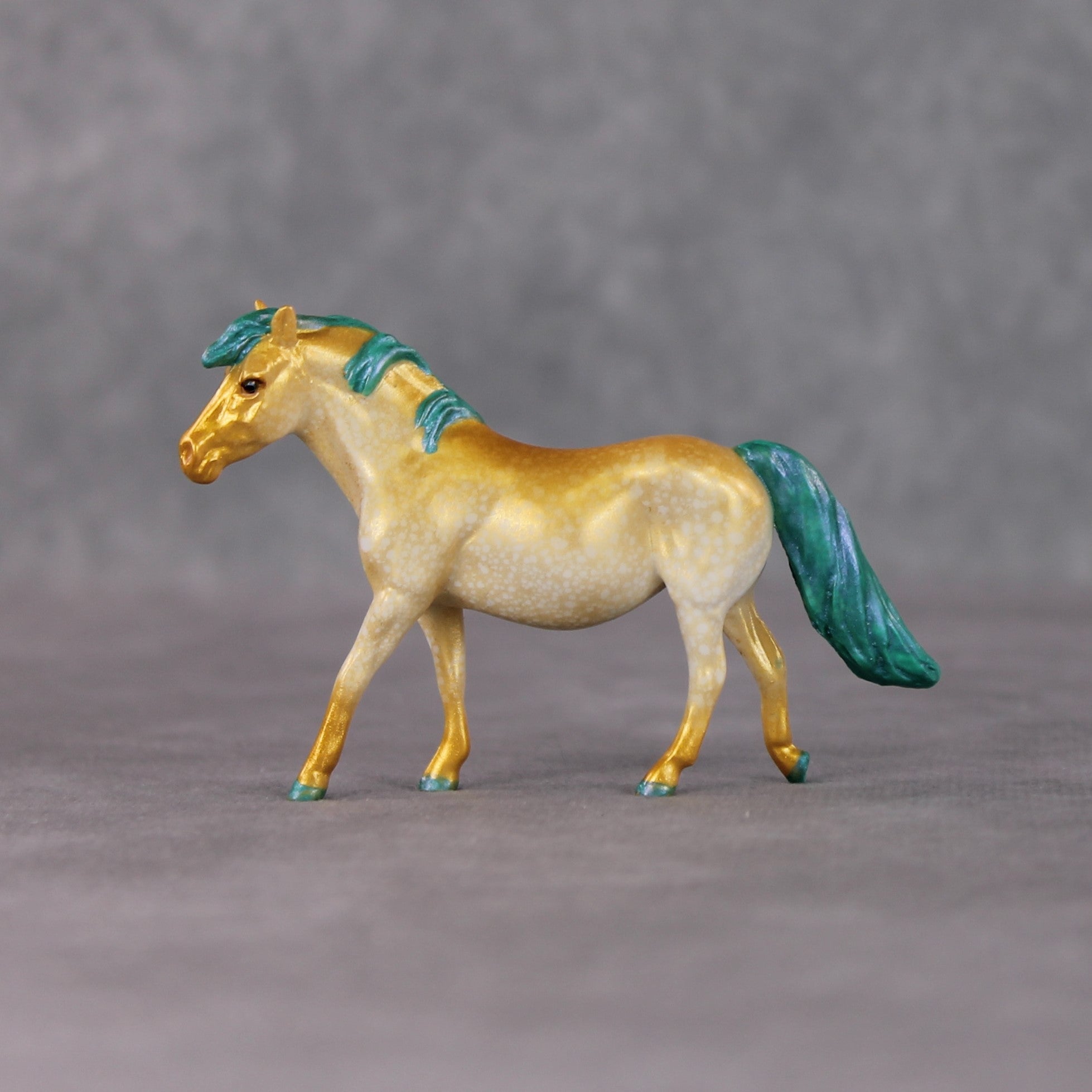 "Midnight Snack" OOAK Gold Splatter Deco Pony Chip By Kristin Cermele - Gemstone Series