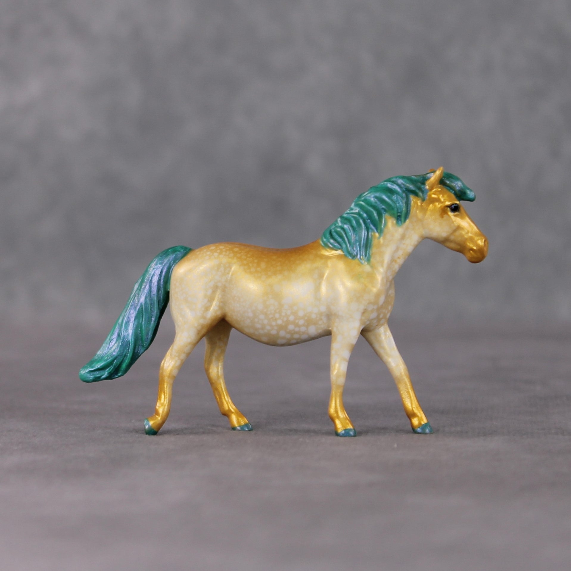 "Midnight Snack" OOAK Gold Splatter Deco Pony Chip By Kristin Cermele - Gemstone Series
