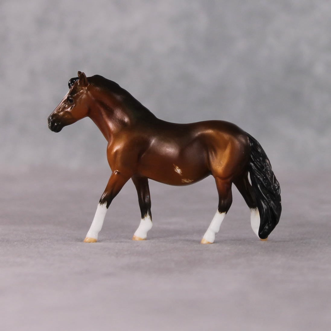 "Olive's Spaghetti" OOAK Custom Shaded Bay Sabino w/ Etched Markings Pony Chip By Kristen Cermele - Gemstone Series