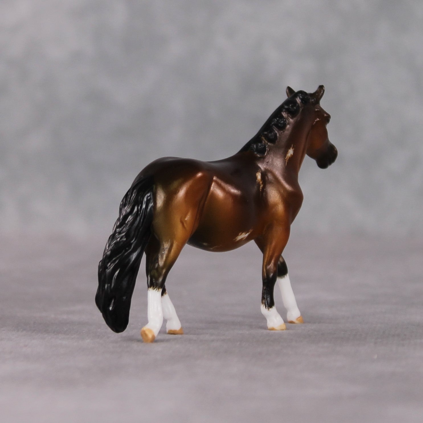 "Olive's Spaghetti" OOAK Custom Shaded Bay Sabino w/ Etched Markings Pony Chip By Kristin Cermele - Gemstone Series