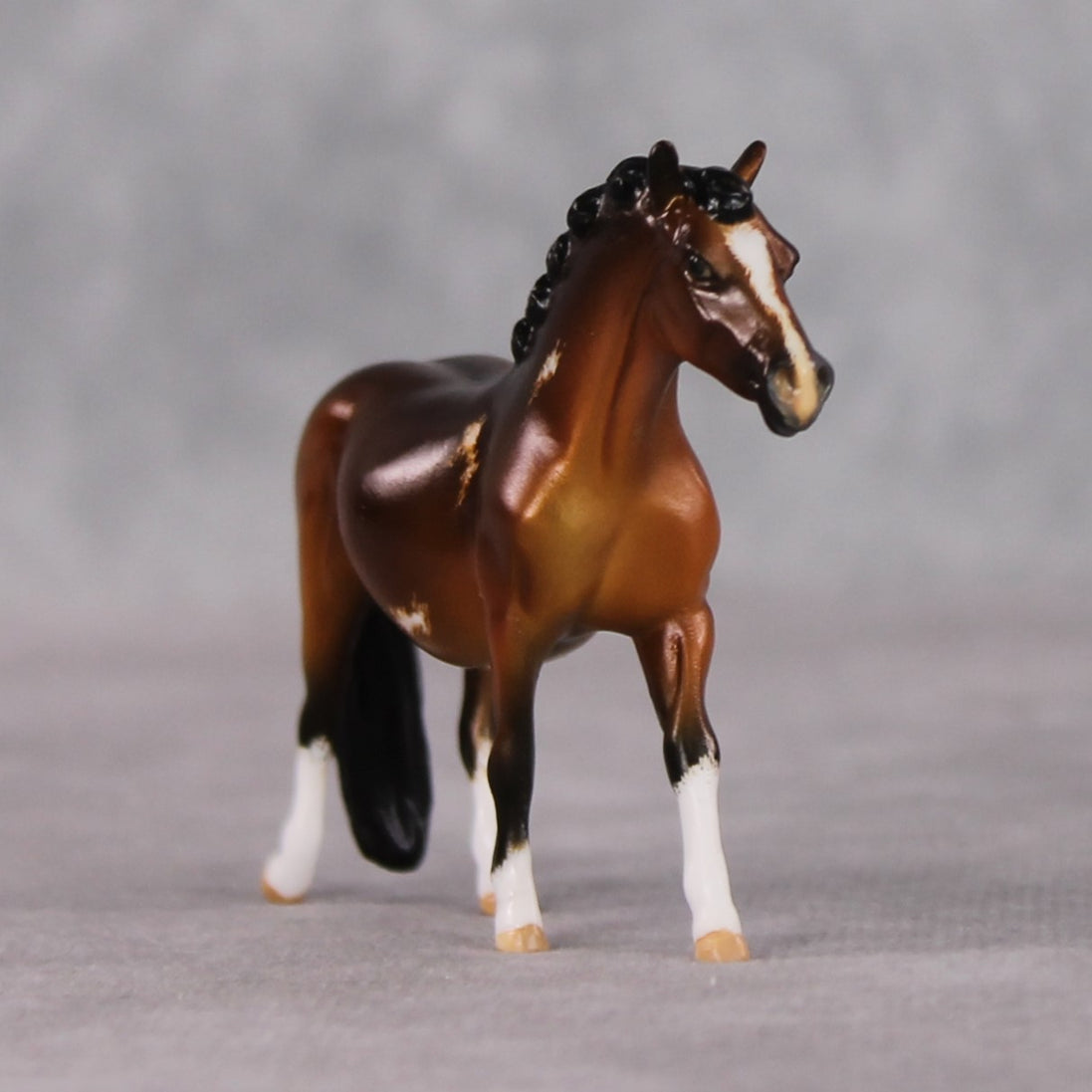 "Olive's Spaghetti" OOAK Custom Shaded Bay Sabino w/ Etched Markings Pony Chip By Kristen Cermele - Gemstone Series