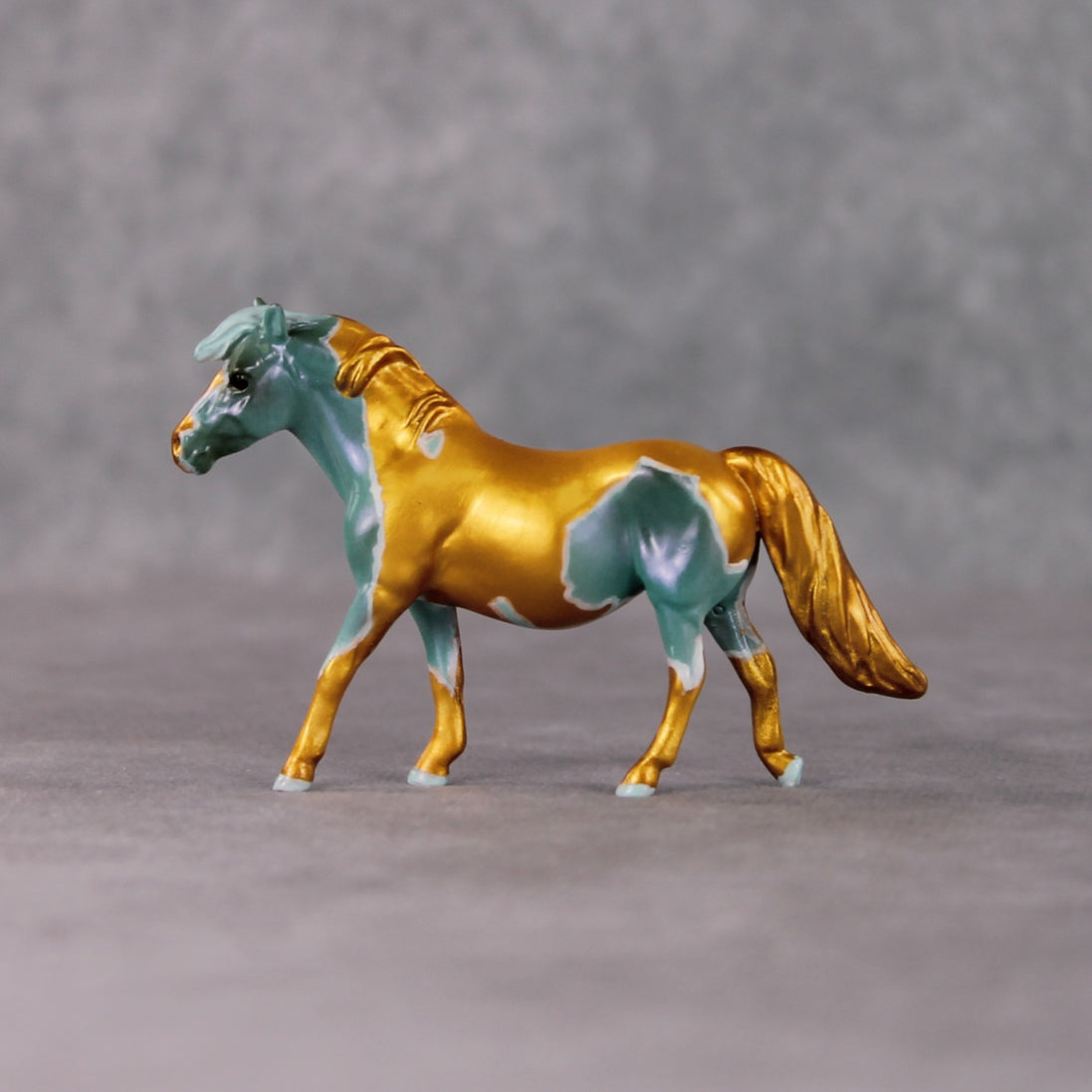 "Edamame" OOAK Teal Shaded Pony Chip By Kristen Cermele - Gemstone Series