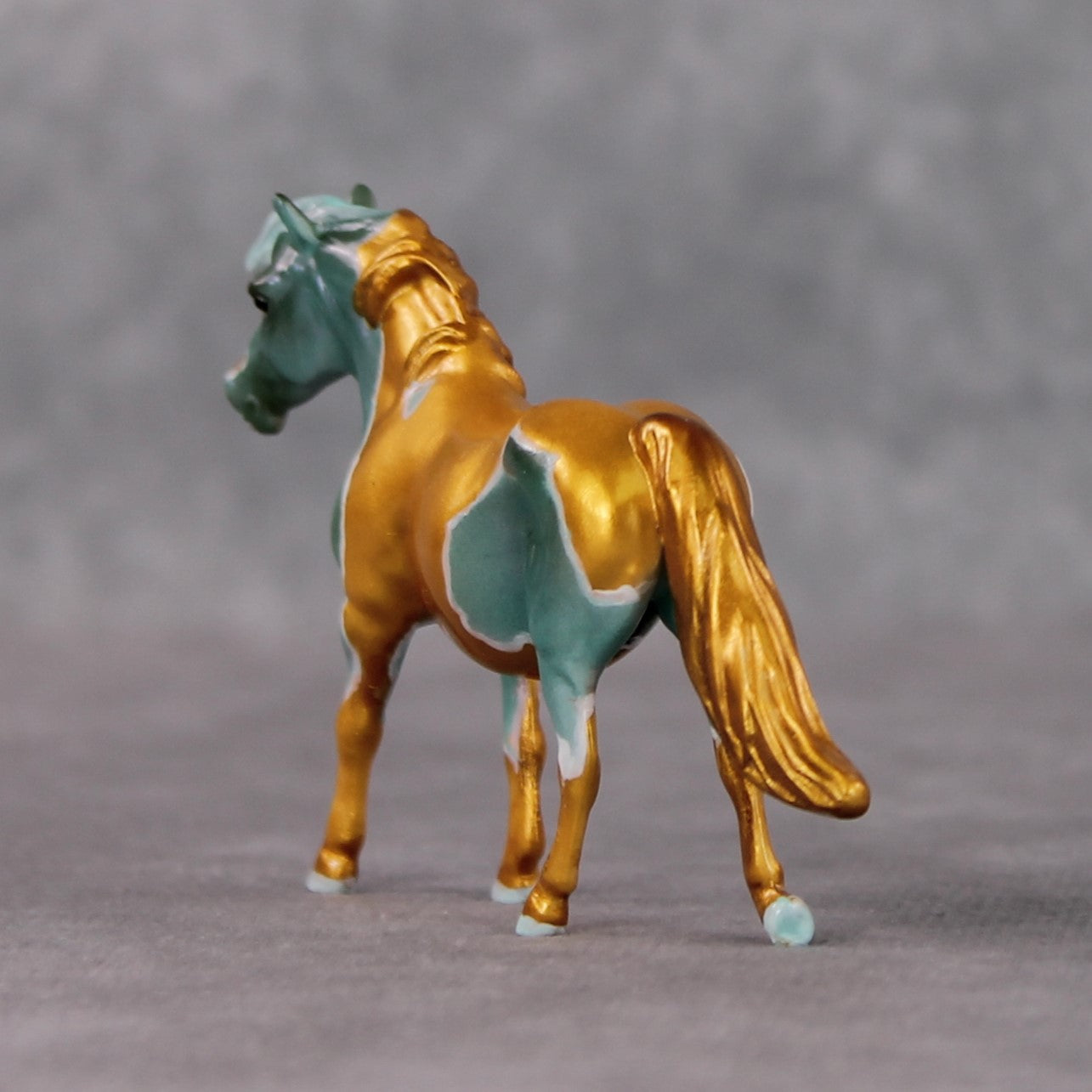 "Edamame" OOAK Teal Shaded Pony Chip By Kristin Cermele - Gemstone Series