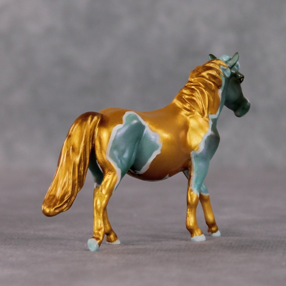 "Edamame" OOAK Teal Shaded Pony Chip By Kristen Cermele - Gemstone Series
