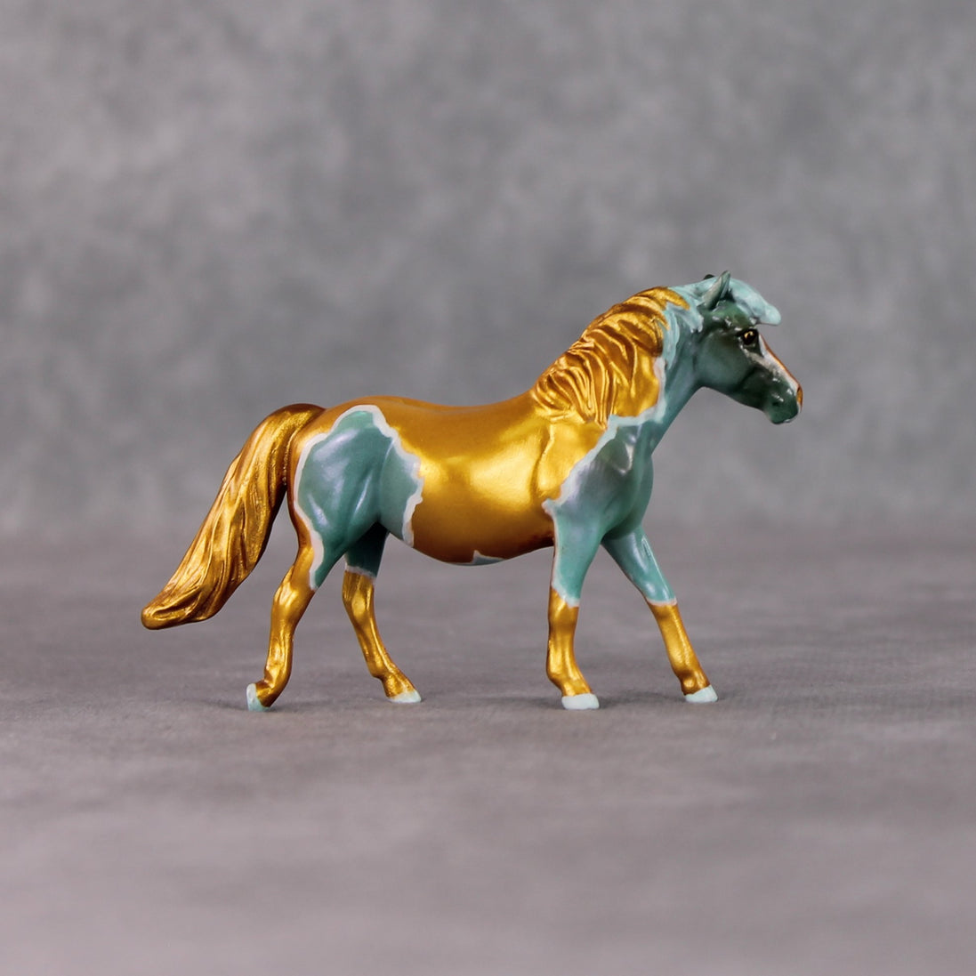 "Edamame" OOAK Teal Shaded Pony Chip By Kristen Cermele - Gemstone Series
