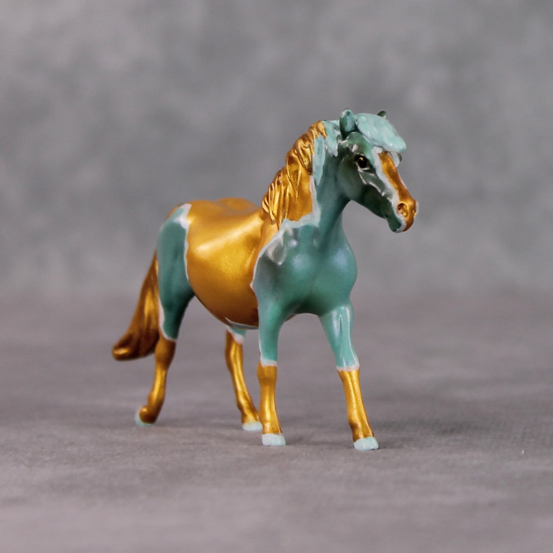 "Edamame" OOAK Teal Shaded Pony Chip By Kristen Cermele - Gemstone Series