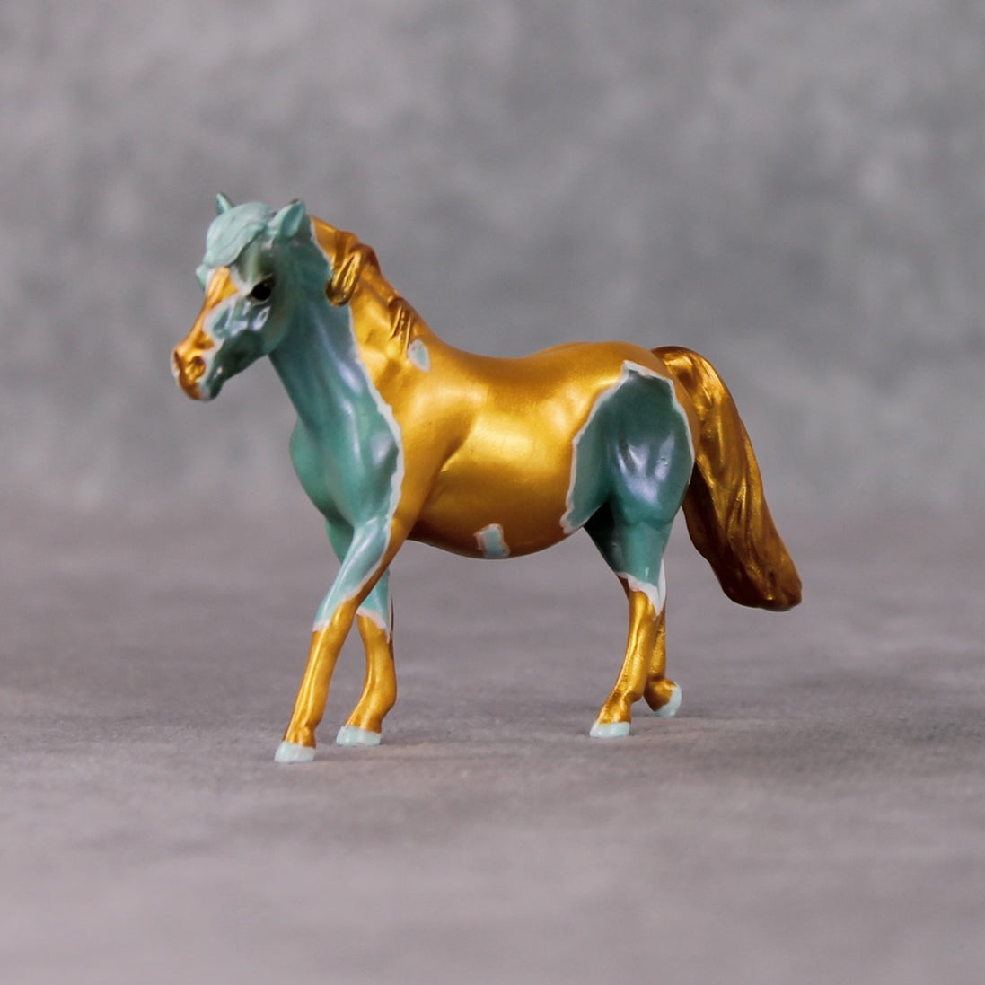 "Edamame" OOAK Teal Shaded Pony Chip By Kristen Cermele - Gemstone Series