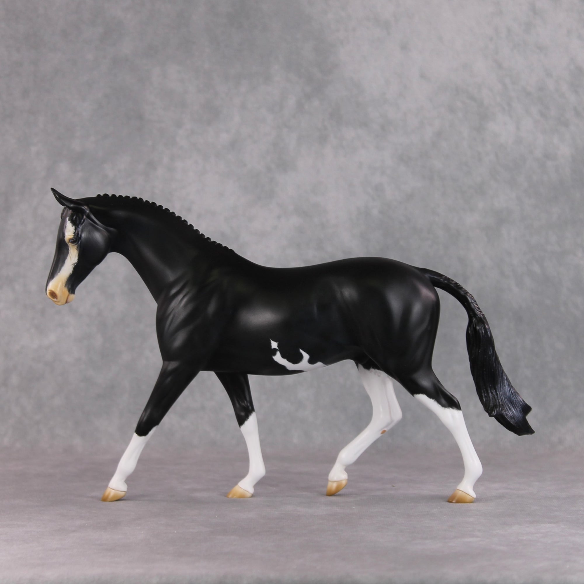 &quot;Badger Badger&quot; OOAK Softly Dappled Black Pony Stone By Kristin Cermele -Gemstone Series