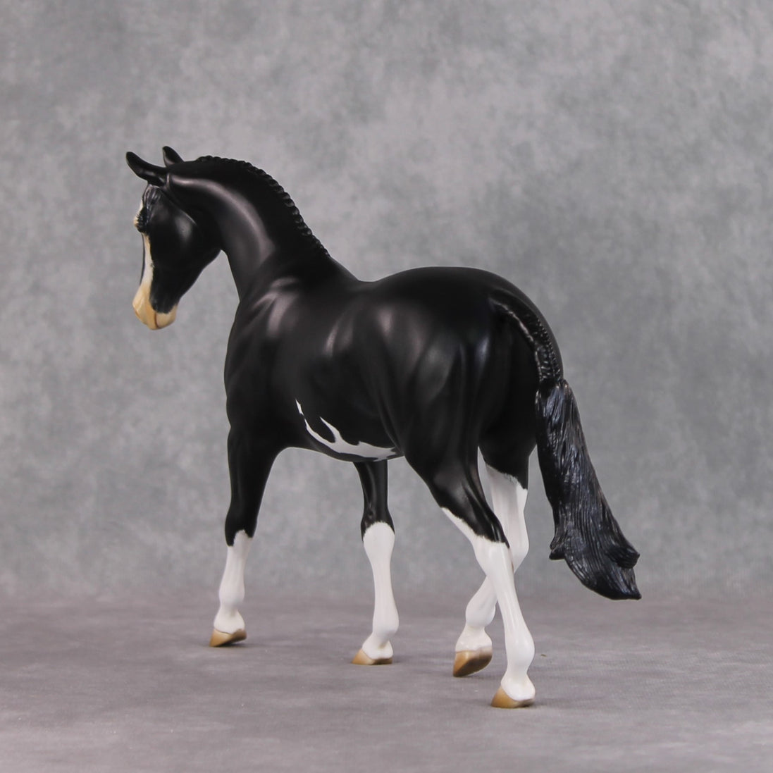 "Badger Badger" OOAK Softly Dappled Black Pony Stone By Kristen Cermele -Gemstone Series