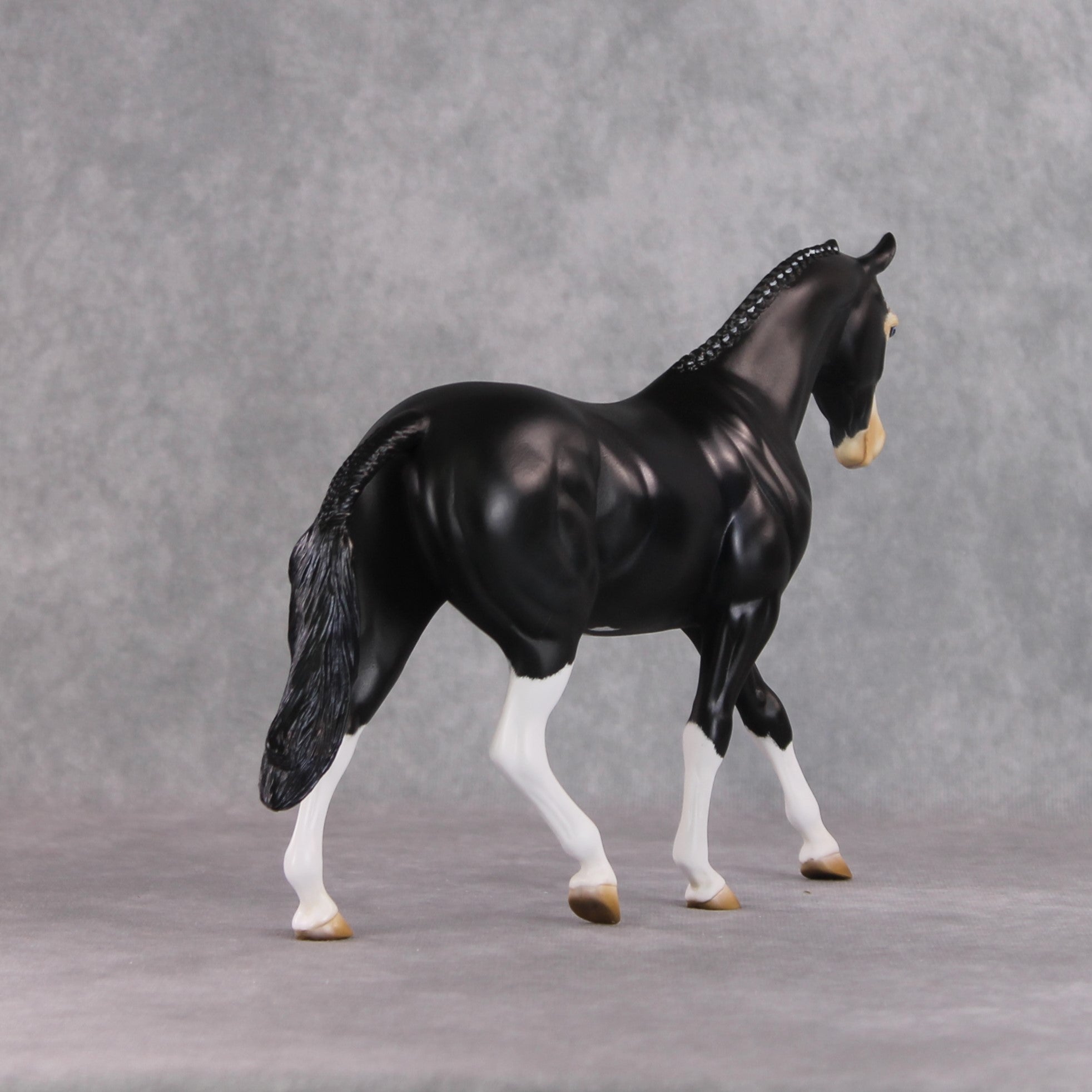 &quot;Badger Badger&quot; OOAK Softly Dappled Black Pony Stone By Kristin Cermele -Gemstone Series