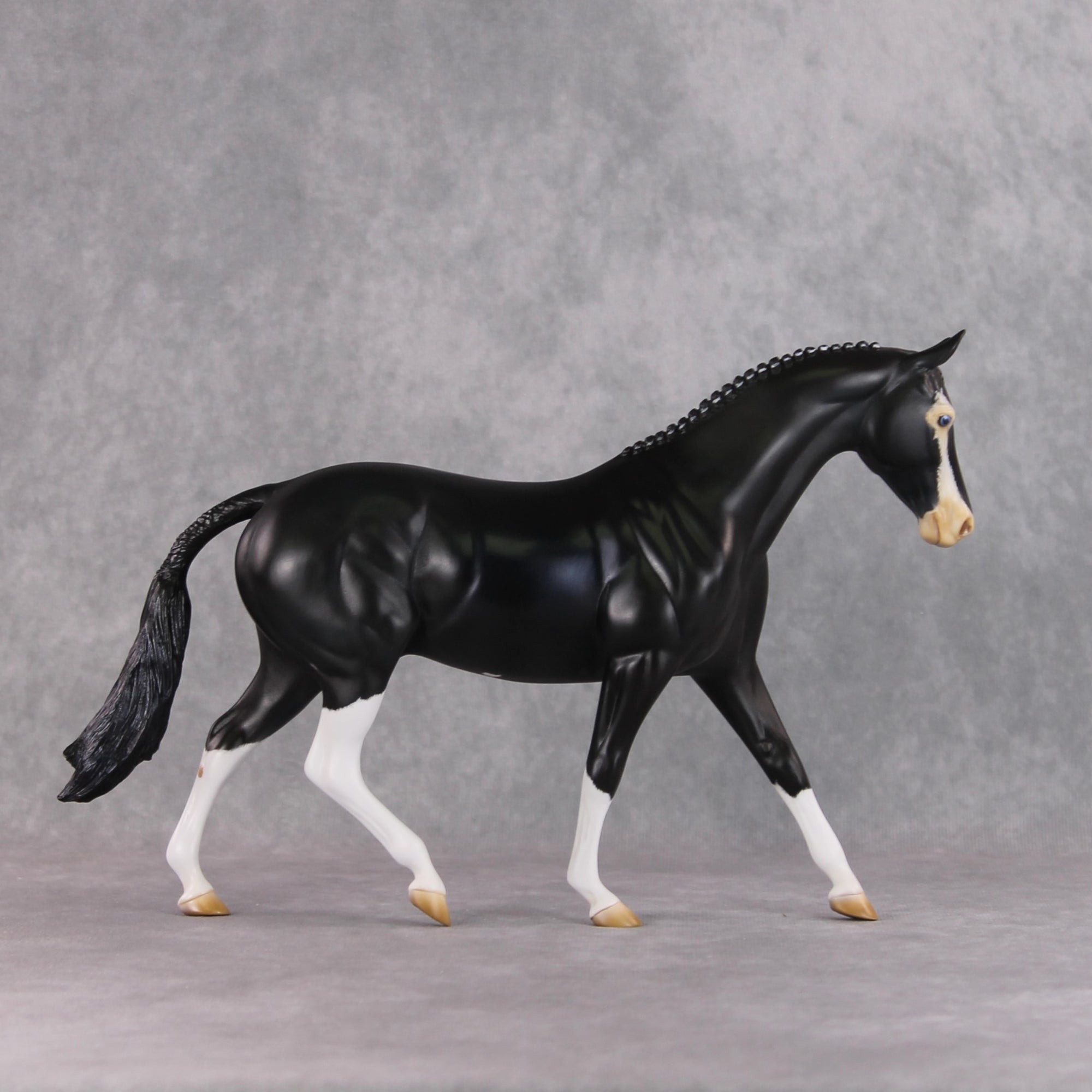 &quot;Badger Badger&quot; OOAK Softly Dappled Black Pony Stone By Kristin Cermele -Gemstone Series