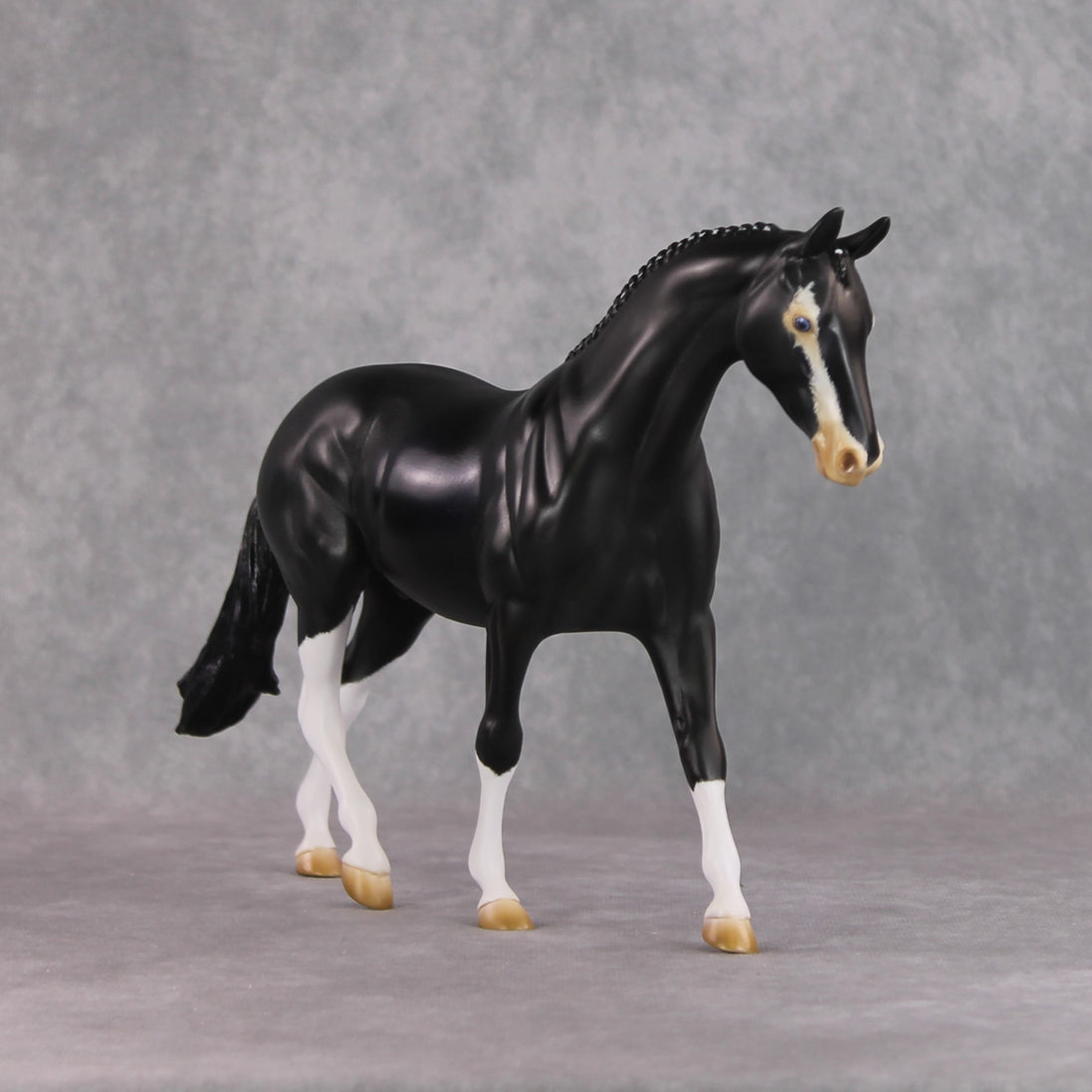 "Badger Badger" OOAK Softly Dappled Black Pony Stone By Kristen Cermele -Gemstone Series