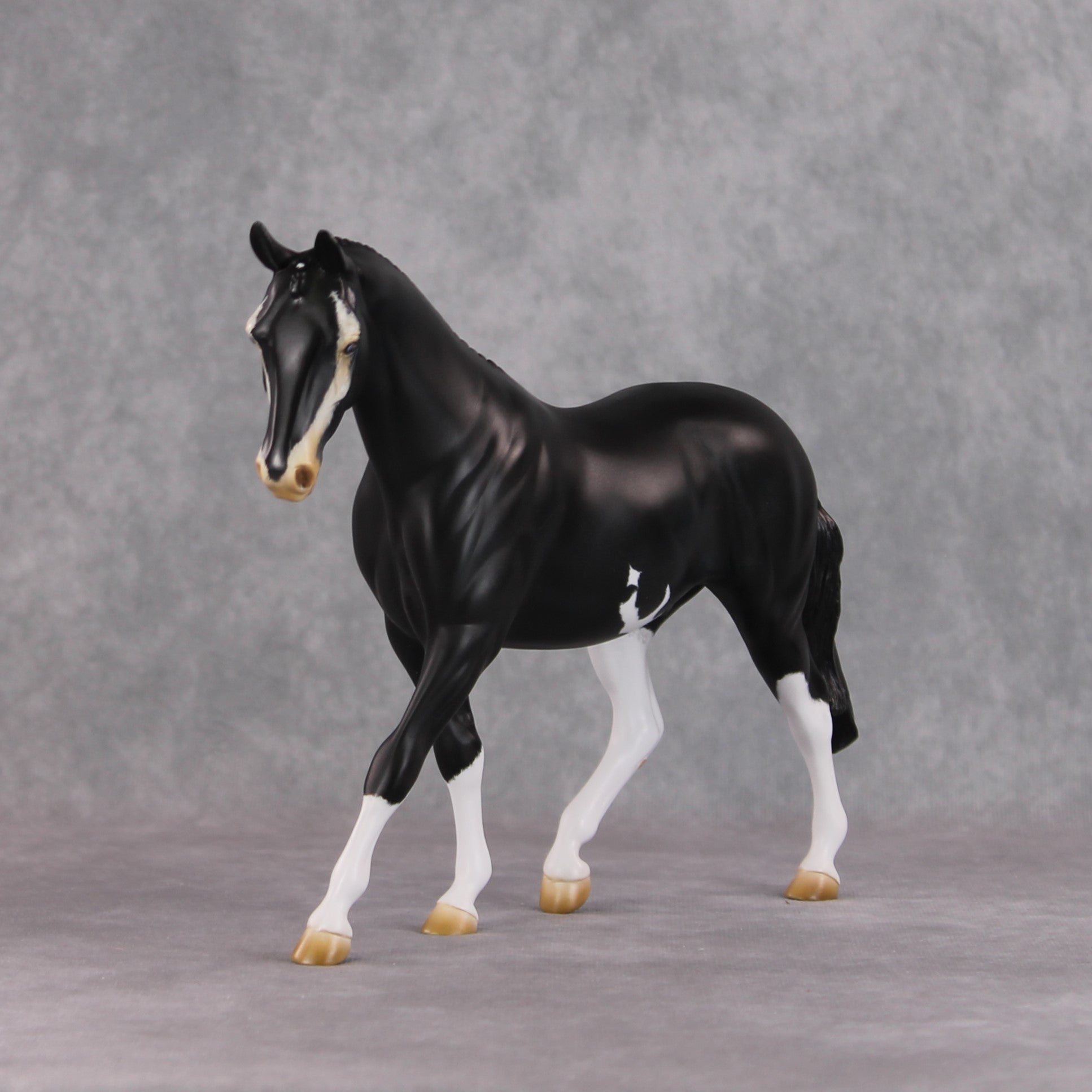 &quot;Badger Badger&quot; OOAK Softly Dappled Black Pony Stone By Kristin Cermele -Gemstone Series