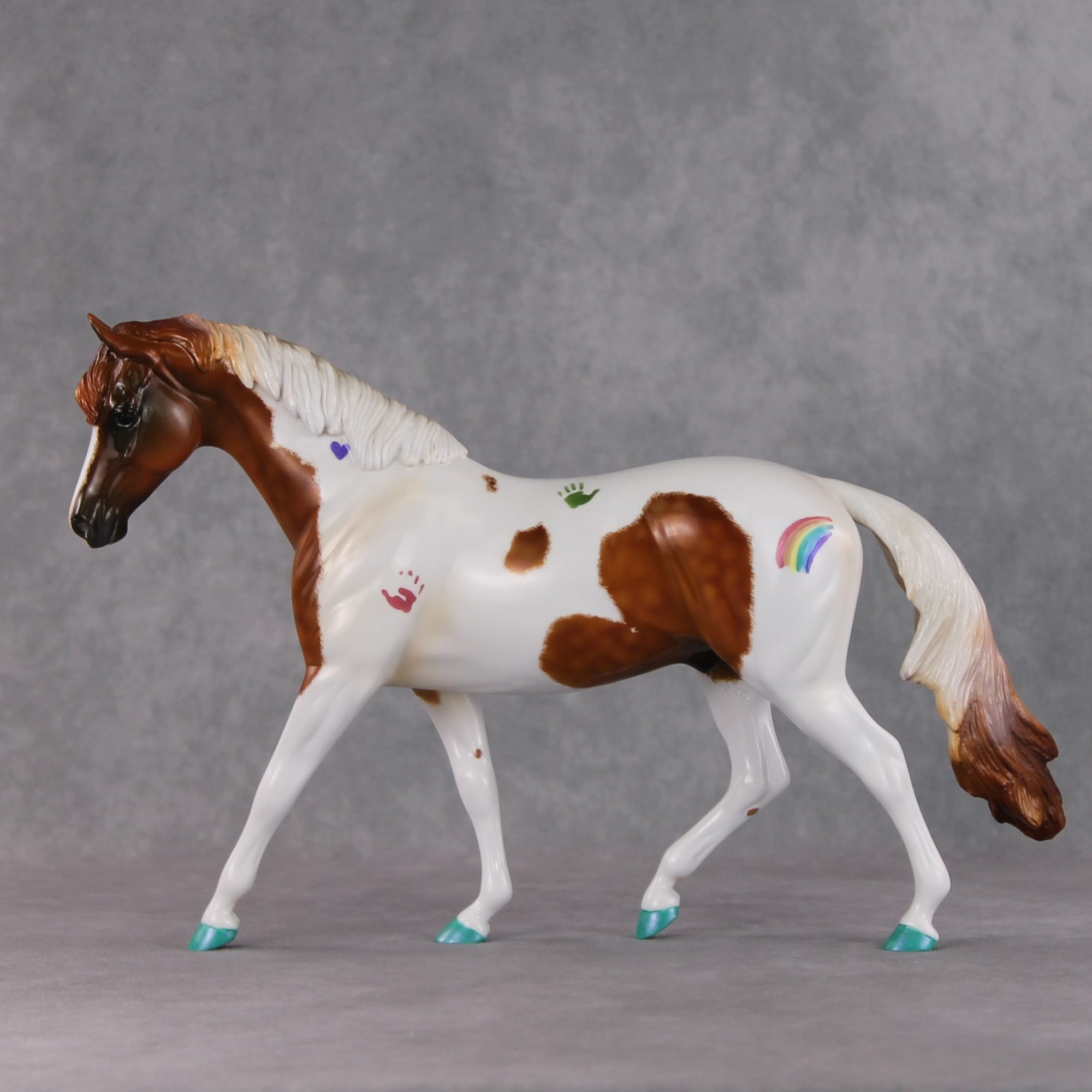 "The Babysitter II" OOAK Dappled Chestnut Tobiano Pony Stone By Kristin Cermele -GemStone Series