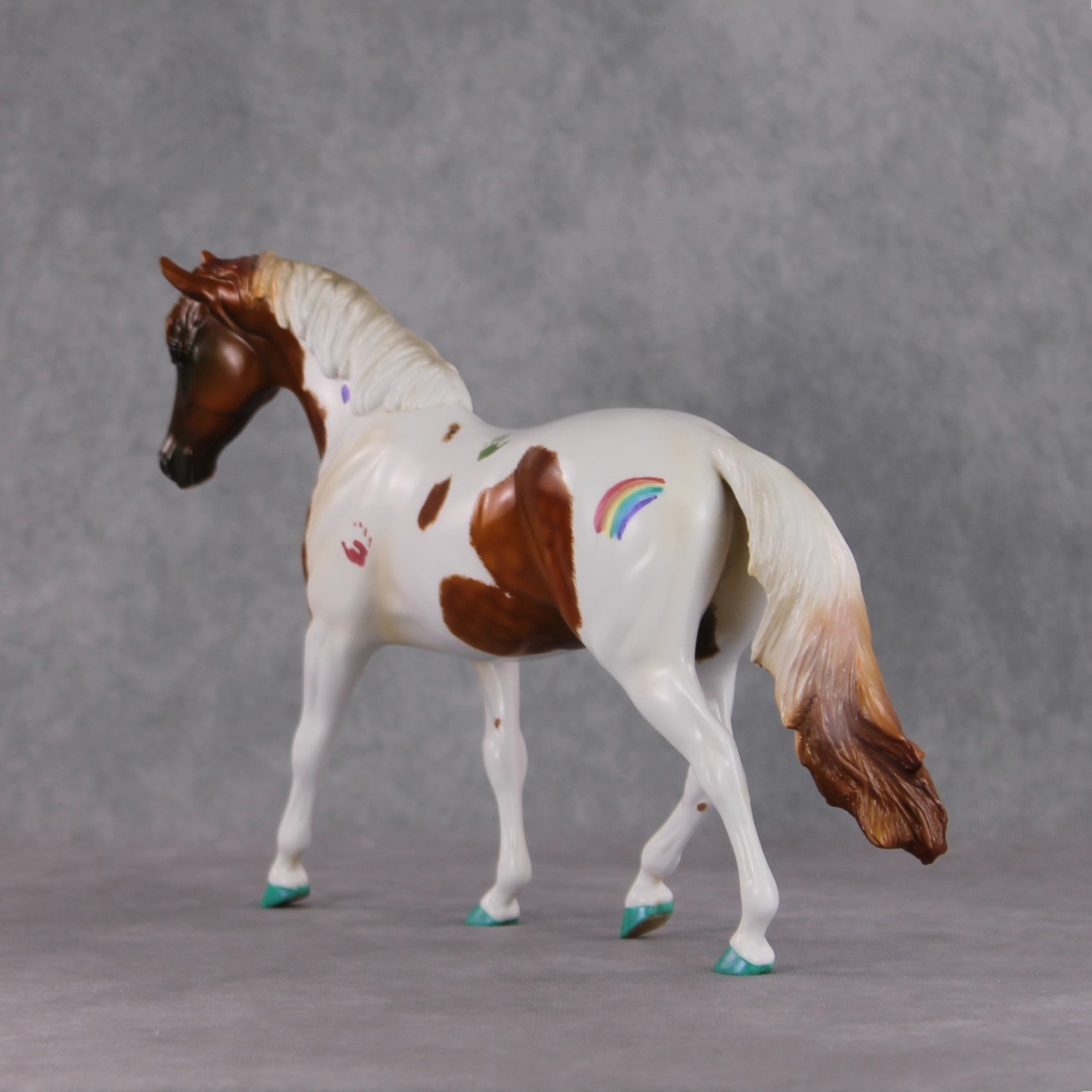 "The Babysitter II" OOAK Dappled Chestnut Tobiano Pony Stone By Kristin Cermele -GemStone Series