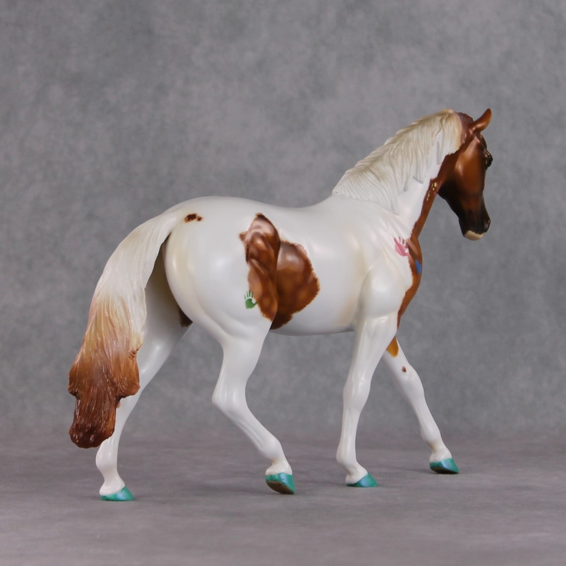 "The Babysitter II" OOAK Dappled Chestnut Tobiano Pony Stone By Kristin Cermele -GemStone Series