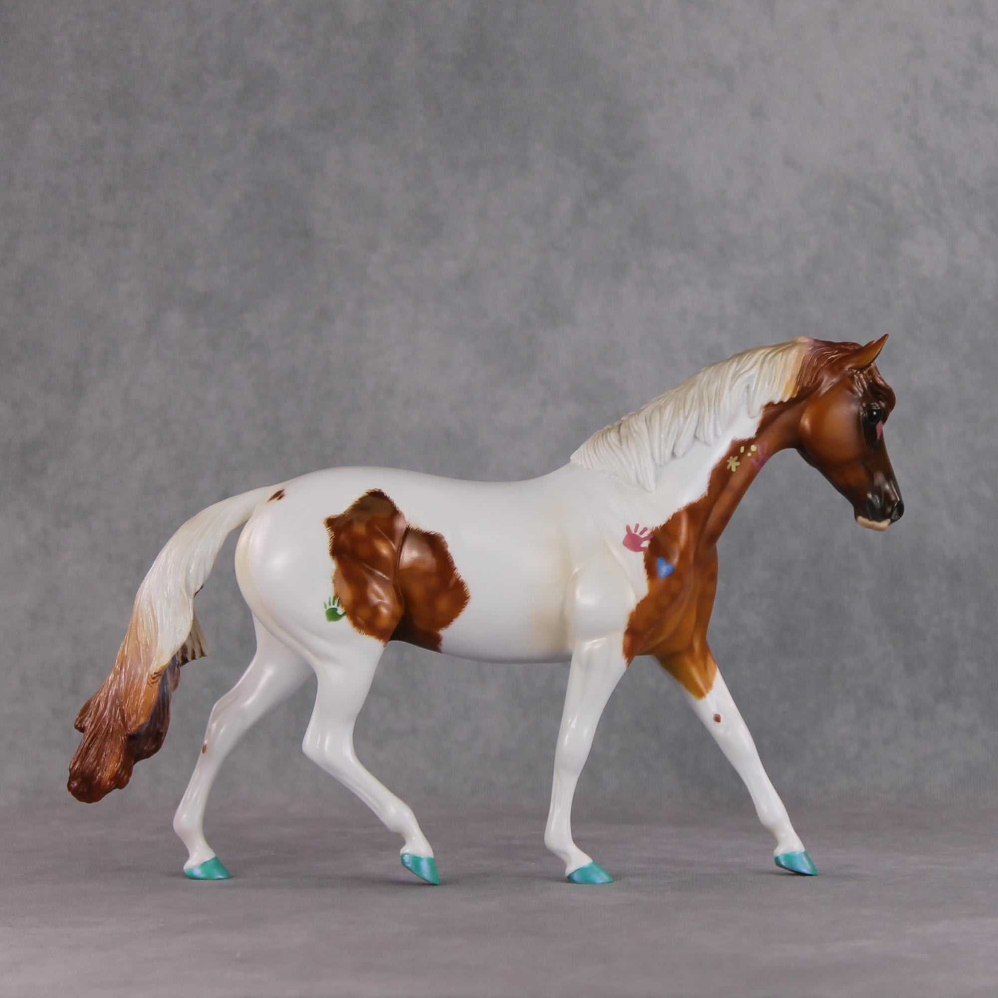 "The Babysitter II" OOAK Dappled Chestnut Tobiano Pony Stone By Kristin Cermele -GemStone Series