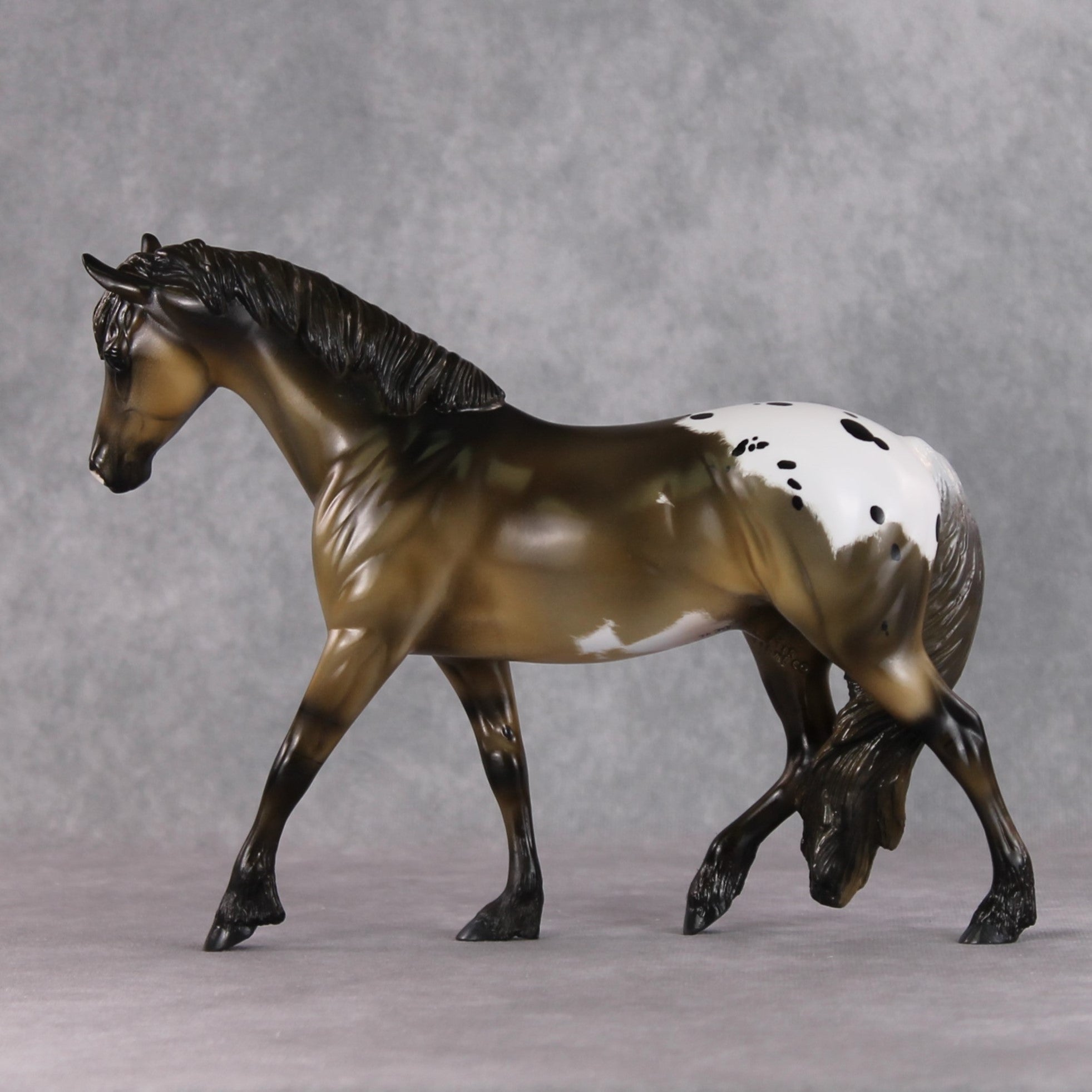 "Pashofa" OOAK Custom Grulla Appaloosa Pony Stone By Kristin Cermele - Gemstone Series