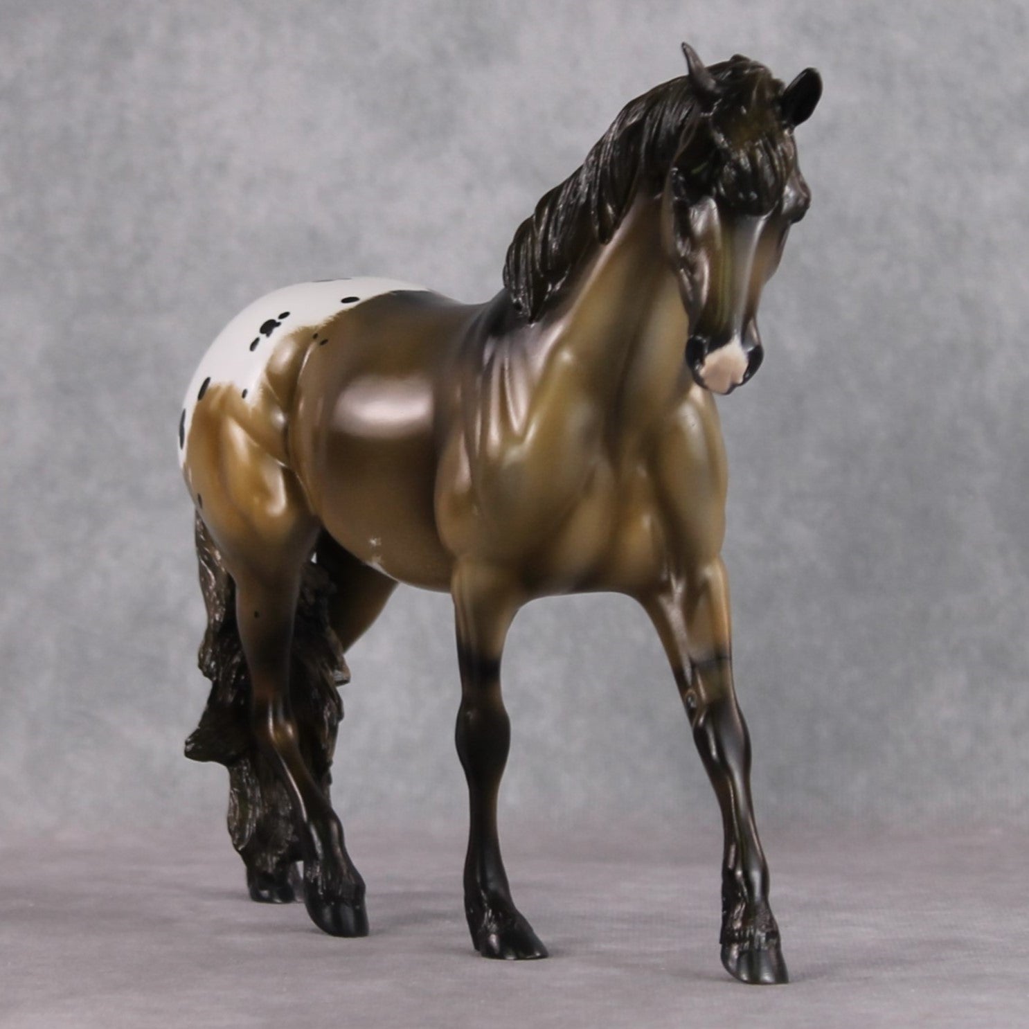 "Pashofa" OOAK Custom Grulla Appaloosa Pony Stone By Kristin Cermele - Gemstone Series