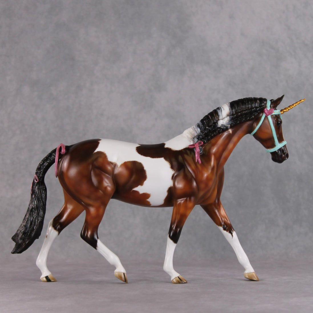 "Baguette" OOAK Custom Dapple Bay Tobiano Pony Stone By Kristen Cermele -Gemstone Series