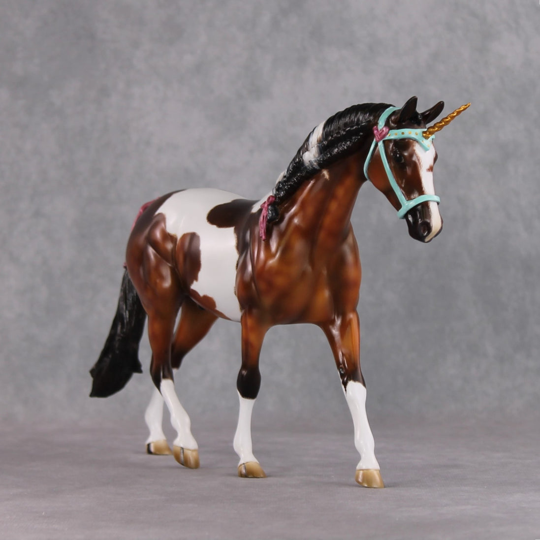 "Baguette" OOAK Custom Dapple Bay Tobiano Pony Stone By Kristen Cermele -Gemstone Series