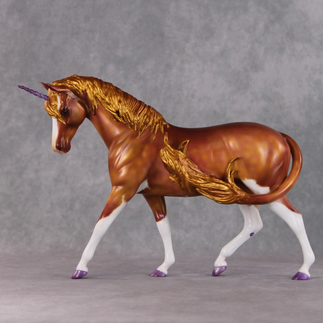 "Honey Cake" OOAK Custom Gold & Rosy Pink Sabino Pony Stone By Kristen Cermele - Gemstone Series