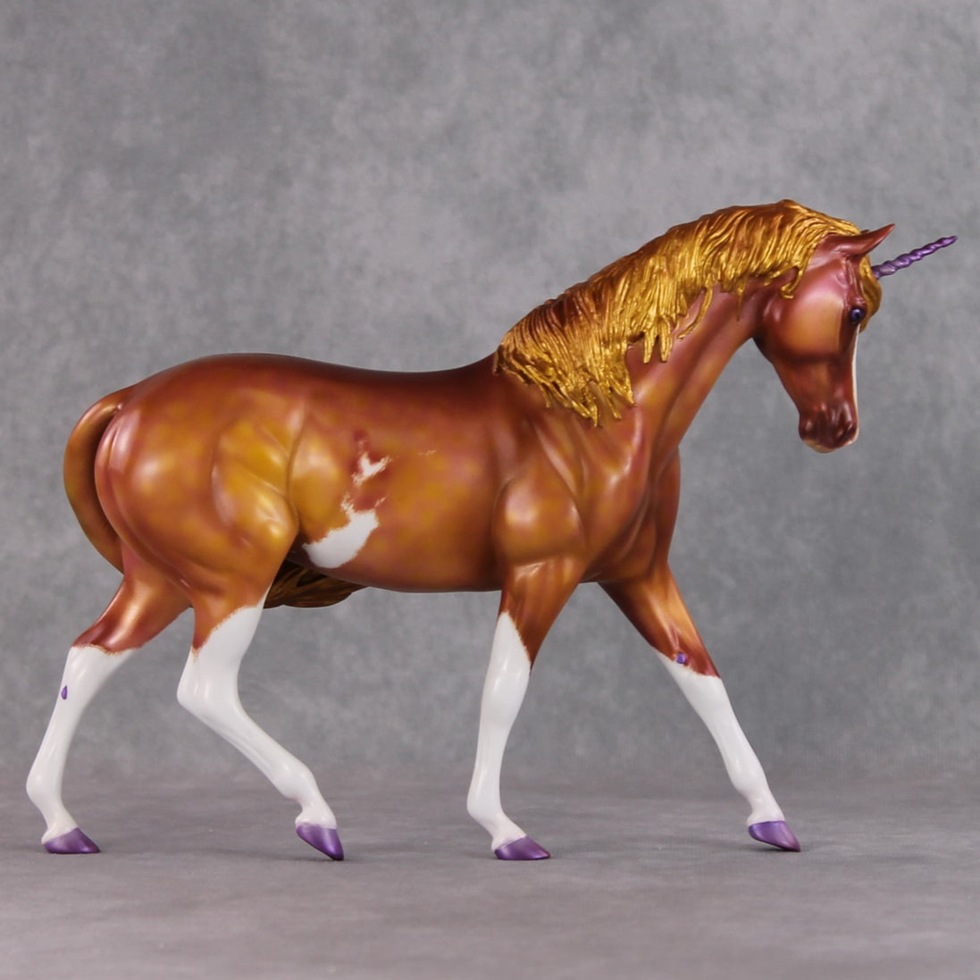 "Honey Cake" OOAK Custom Gold & Rosy Pink Sabino Pony Stone By Kristen Cermele - Gemstone Series