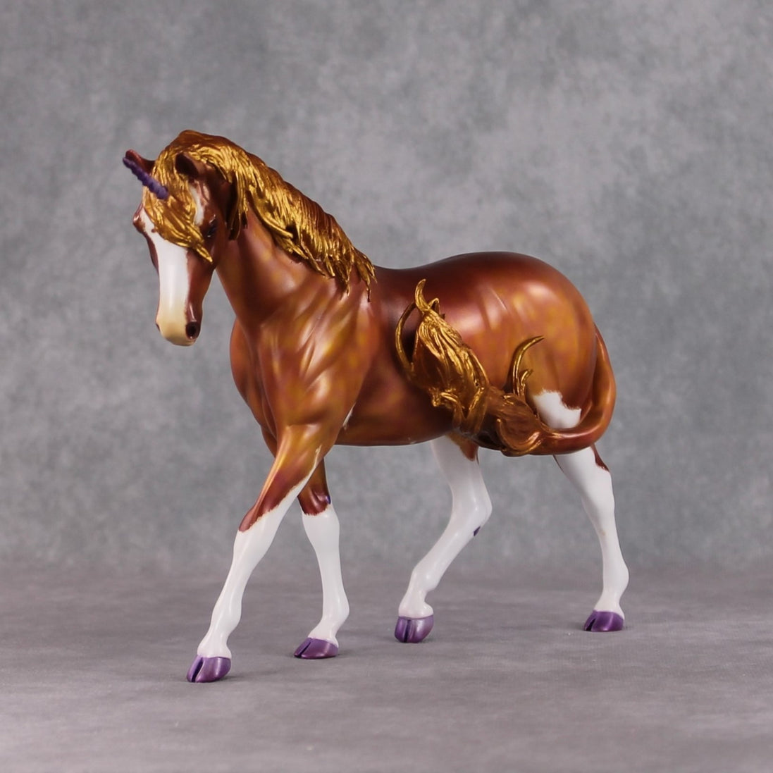 "Honey Cake" OOAK Custom Gold & Rosy Pink Sabino Pony Stone By Kristen Cermele - Gemstone Series