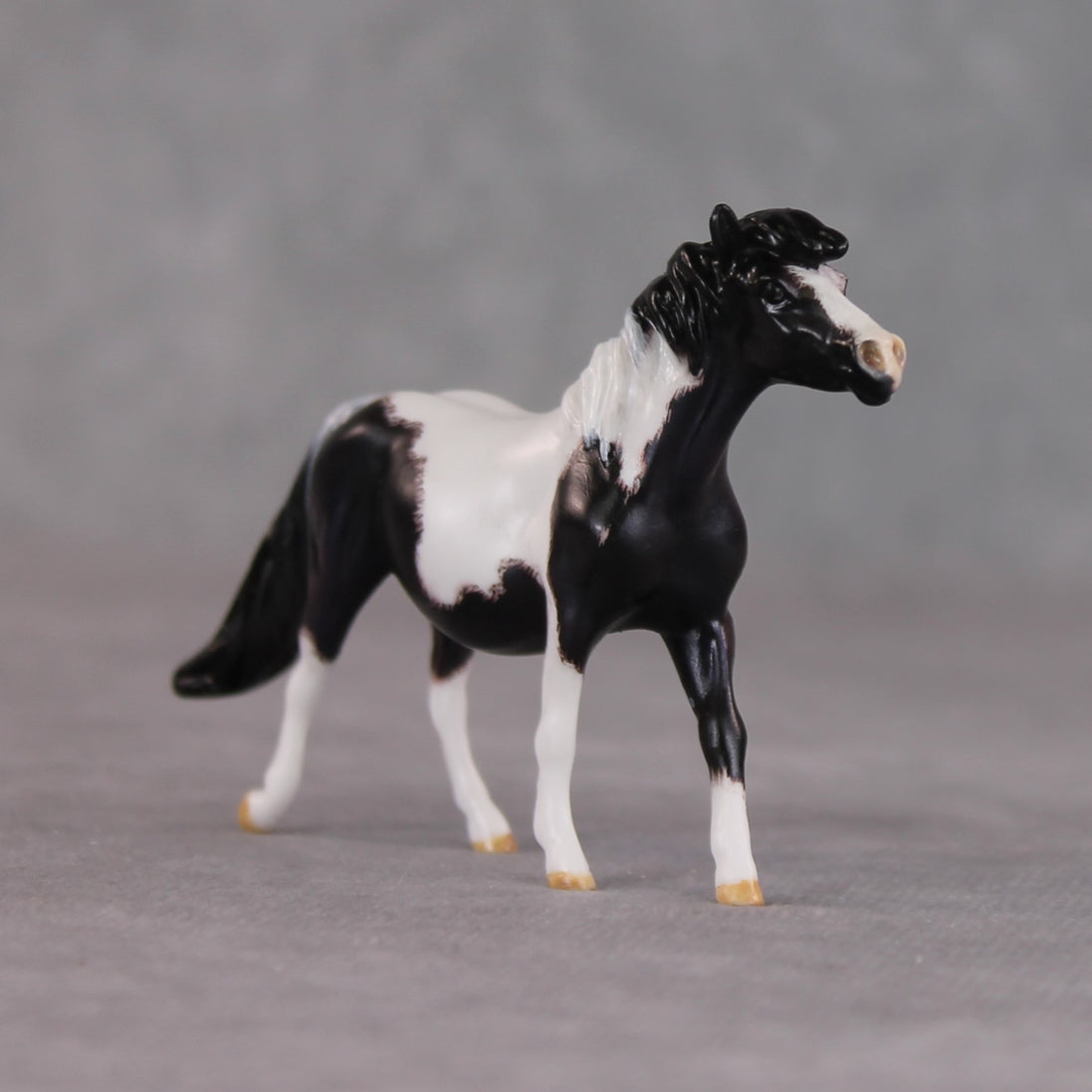 "Breakfast Burrito" OOAK Custom Blue Black Pinto Pony Chip By Kristen Cermele - Gemstone Series