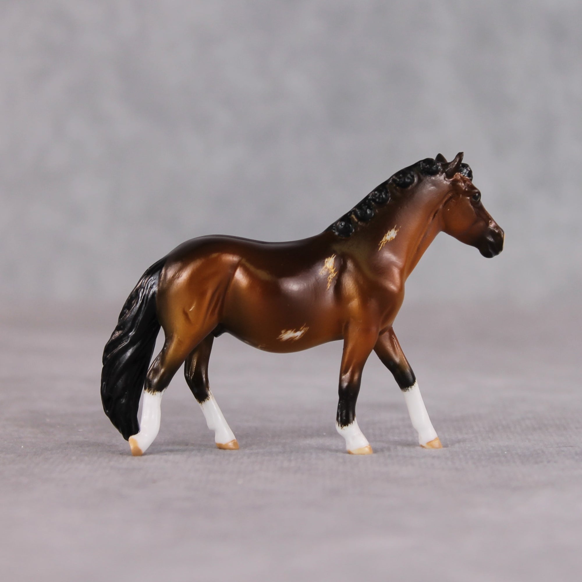 "Olive's Spaghetti" OOAK Custom Shaded Bay Sabino w/ Etched Markings Pony Chip By Kristin Cermele - Gemstone Series