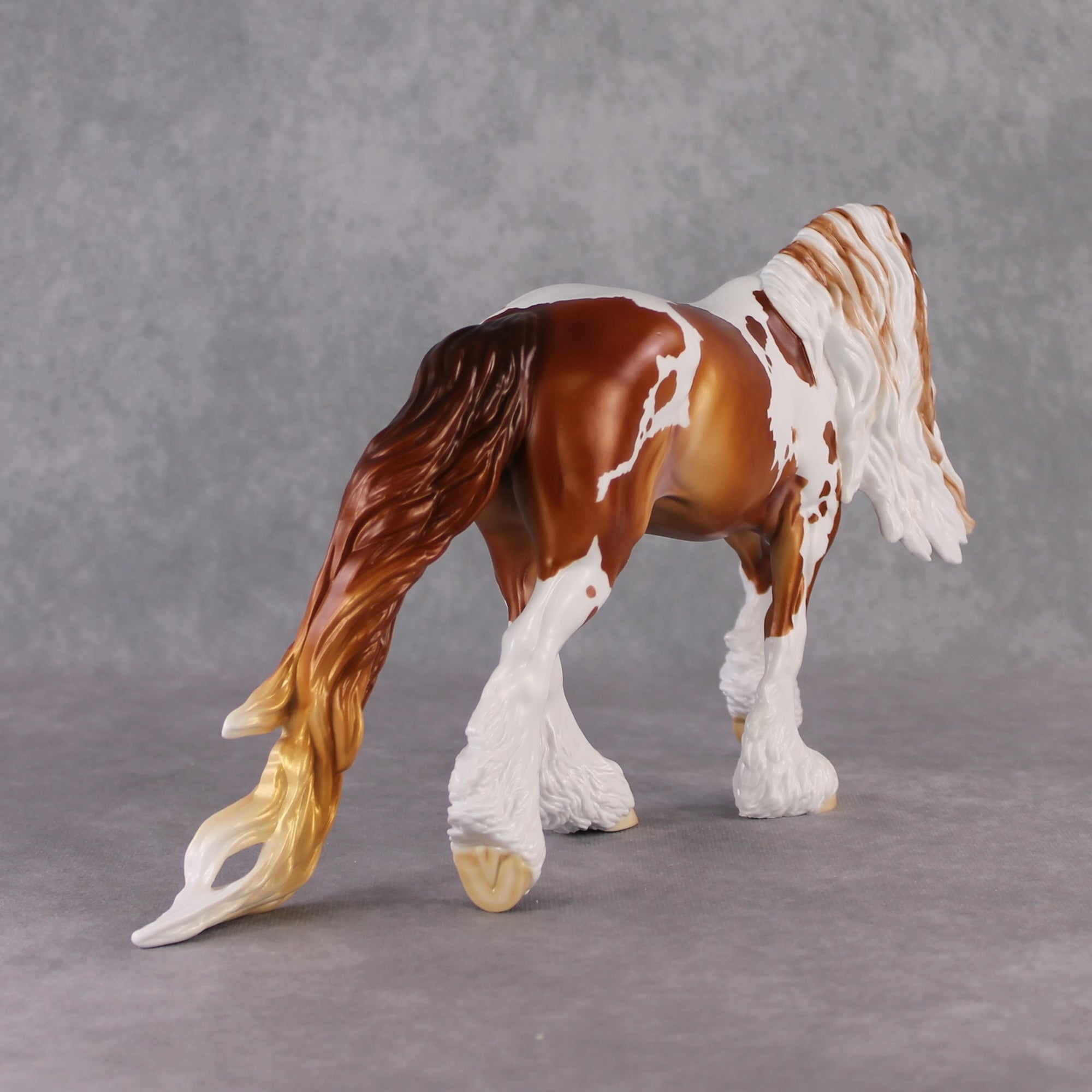 "Henry Bolingbroke" LE-10 Dappled Greying Chestnut Tobiano Irish Cob Stone   - January 2025 Shadow of Succession Shakespeare Stone Painted By Ellen Robbins CL25