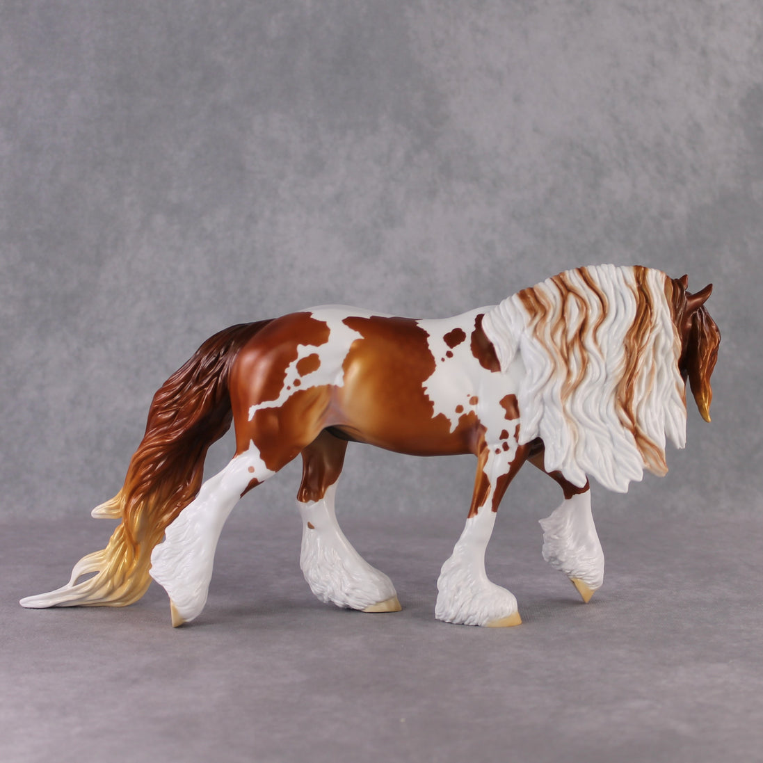 "Henry Bolingbroke" LE-10 Dappled Greying Chestnut Tobiano Irish Cob Stone   - January 2025 Shadow of Succession Shakespeare Stone Painted By Ellen Robbins CL25