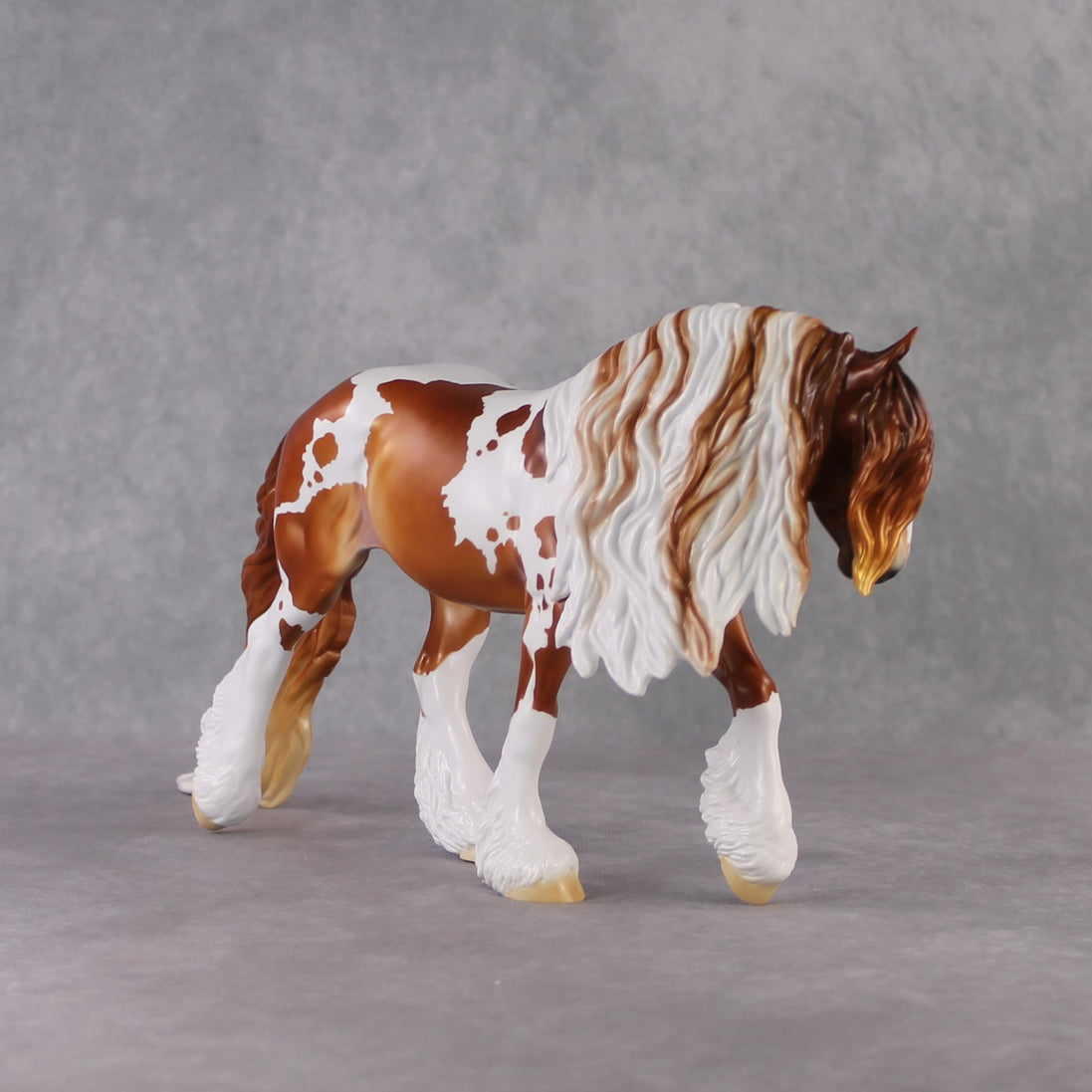 "Henry Bolingbroke" LE-10 Dappled Greying Chestnut Tobiano Irish Cob Stone   - January 2025 Shadow of Succession Shakespeare Stone Painted By Ellen Robbins CL25