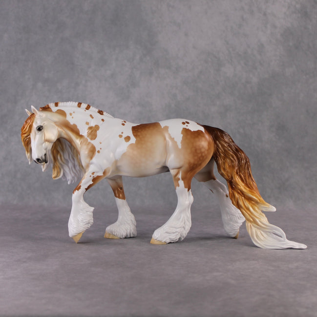 "King Henry IV" LE-10 Midtone Flea-Bitten & Dappled Mulberry Grey Tobiano Irish Cob Stone   - January 2025 Shadow of Succession Shakespeare Stone Painted By Ellen Robbins CL25