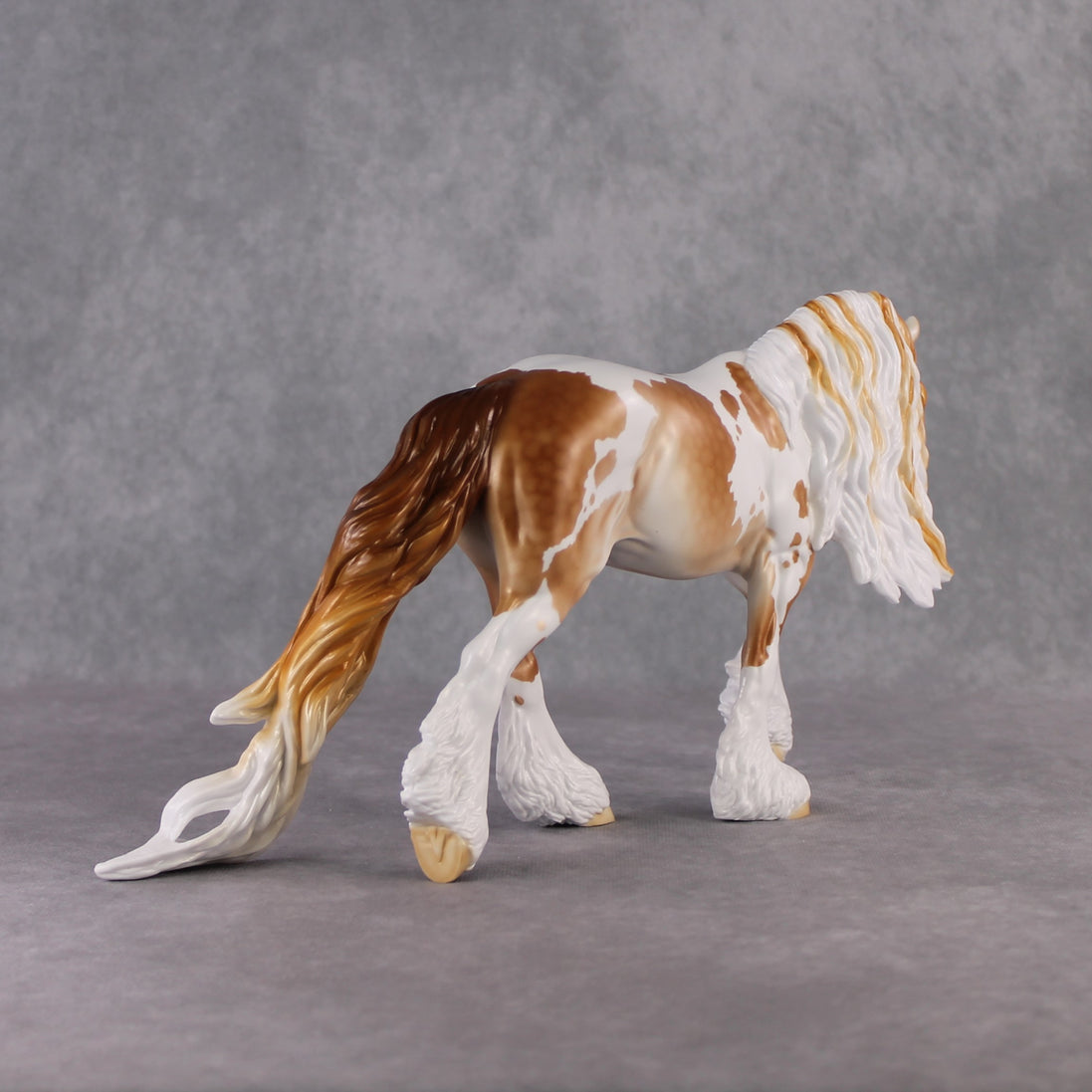 "King Henry IV" LE-10 Midtone Flea-Bitten & Dappled Mulberry Grey Tobiano Irish Cob Stone   - January 2025 Shadow of Succession Shakespeare Stone Painted By Ellen Robbins CL25