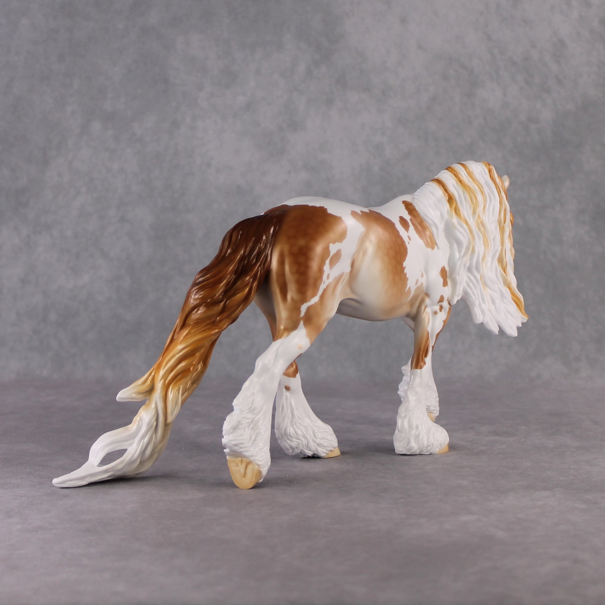 "King Henry IV" LE-10 Midtone Flea-Bitten &amp; Dappled Mulberry Grey Tobiano Irish Cob Stone   - January 2025 Shadow of Succession Shakespeare Stone Painted By Ellen Robbins CL25