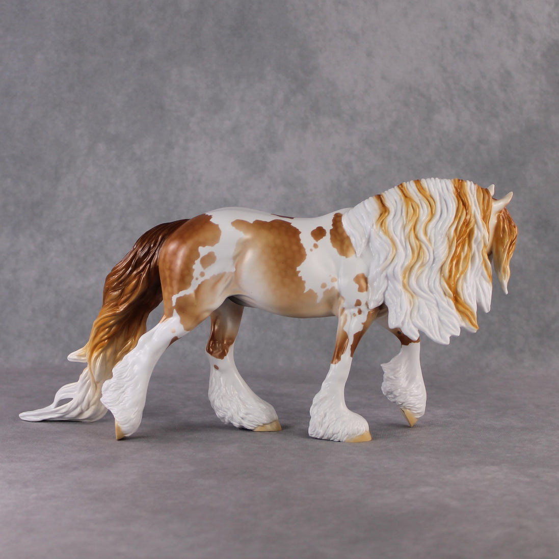 "King Henry IV" LE-10 Midtone Flea-Bitten & Dappled Mulberry Grey Tobiano Irish Cob Stone   - January 2025 Shadow of Succession Shakespeare Stone Painted By Ellen Robbins CL25