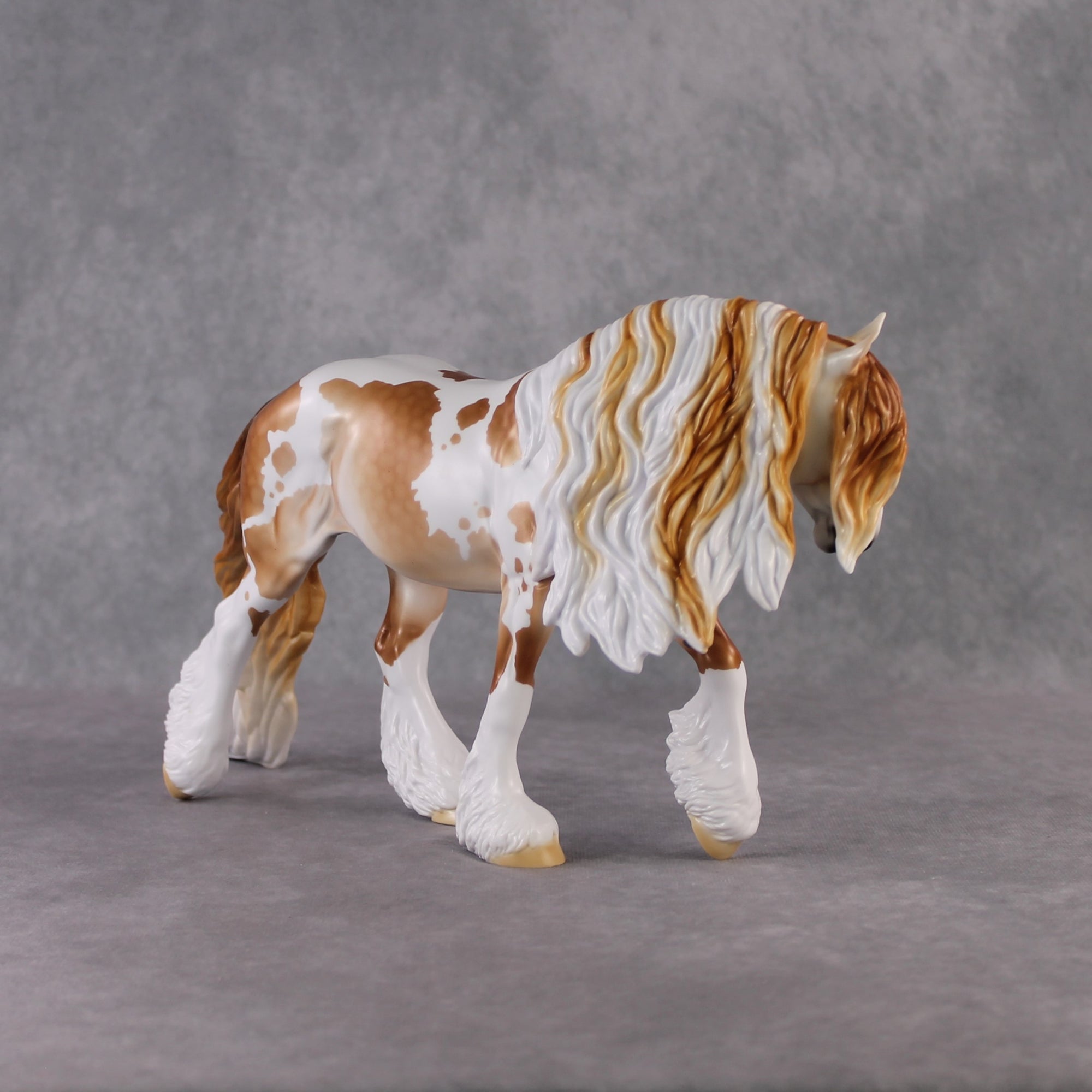 "King Henry IV" LE-10 Midtone Flea-Bitten &amp; Dappled Mulberry Grey Tobiano Irish Cob Stone   - January 2025 Shadow of Succession Shakespeare Stone Painted By Ellen Robbins CL25