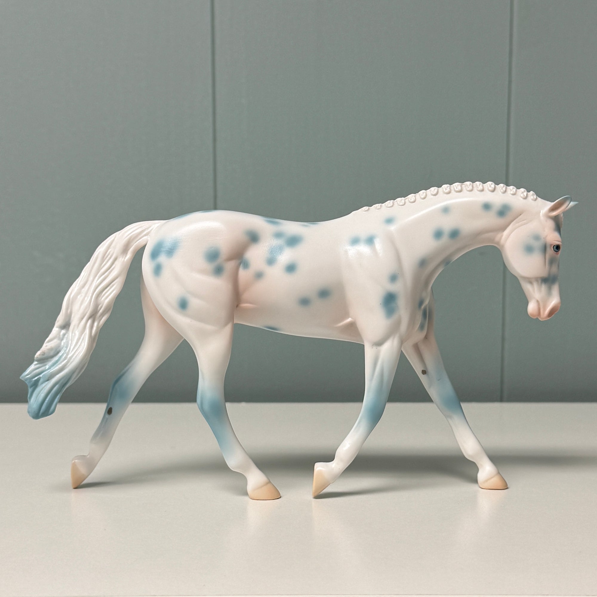Trafalgar OOAK Deco Blue Leopard Appaloosa Warmblood Pebble By Jess Hamill EQ24