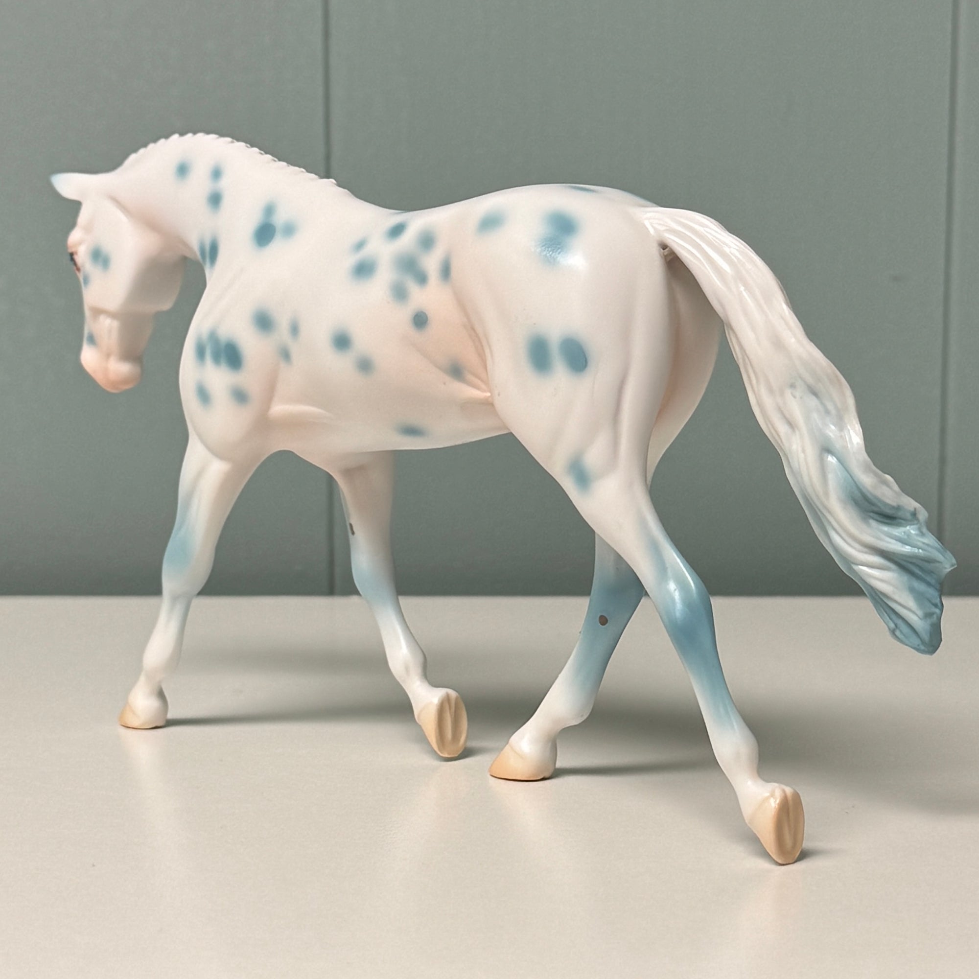 Trafalgar OOAK Deco Blue Leopard Appaloosa Warmblood Pebble By Jess Hamill EQ24